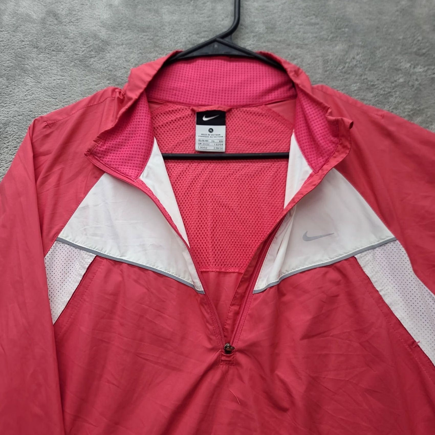 Nike Nike Windbreaker Womens XL 1/4 Zip Jacket Pink White Running Athleisure Size XL / US 12-14 / IT 48-50 - 3 Thumbnail