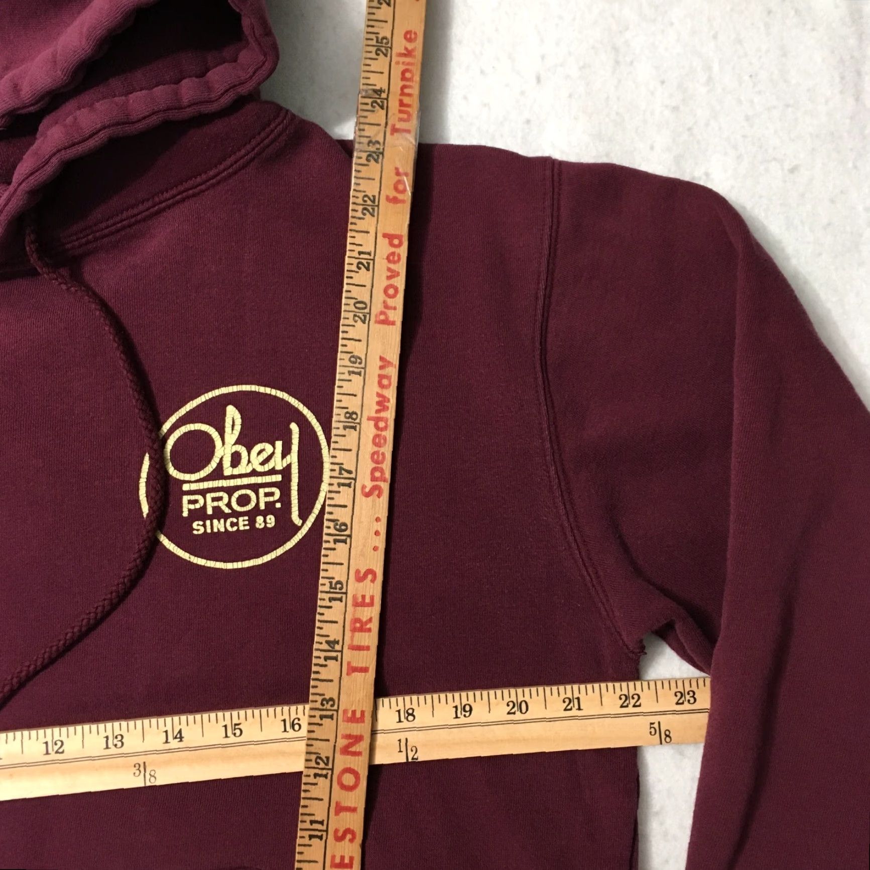 Obey OBEY Hooded Sweatshirt Maroon Mens Small Hoodie Pullover Vintage Sweatshirt Size US S / EU 44-46 / 1 - 4 Thumbnail