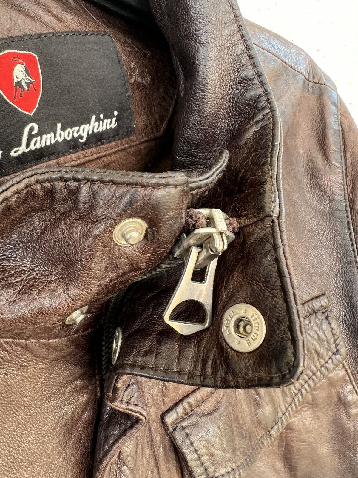 Lamborghini Vintage Tonino Lamborghini Patina Dark Brown Leather Jacket Size US M / EU 48-50 / 2 - 7 Thumbnail