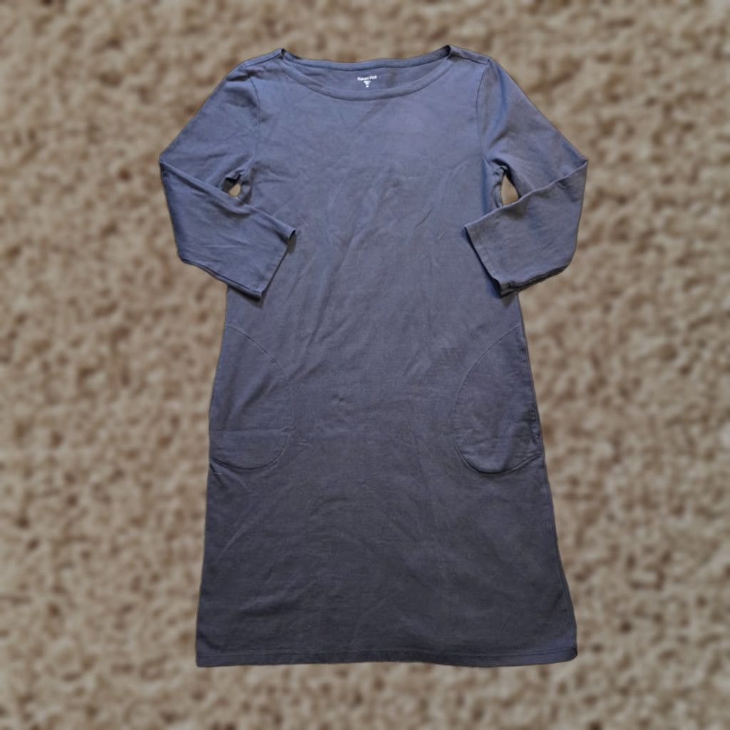 Vintage Garnet Hill Dress Womens 6 Gray Pima Cotton Pockets Minimalist Capsule Casual Dress Size M / US 6-8 / IT 42-44 - 1 Thumbnail