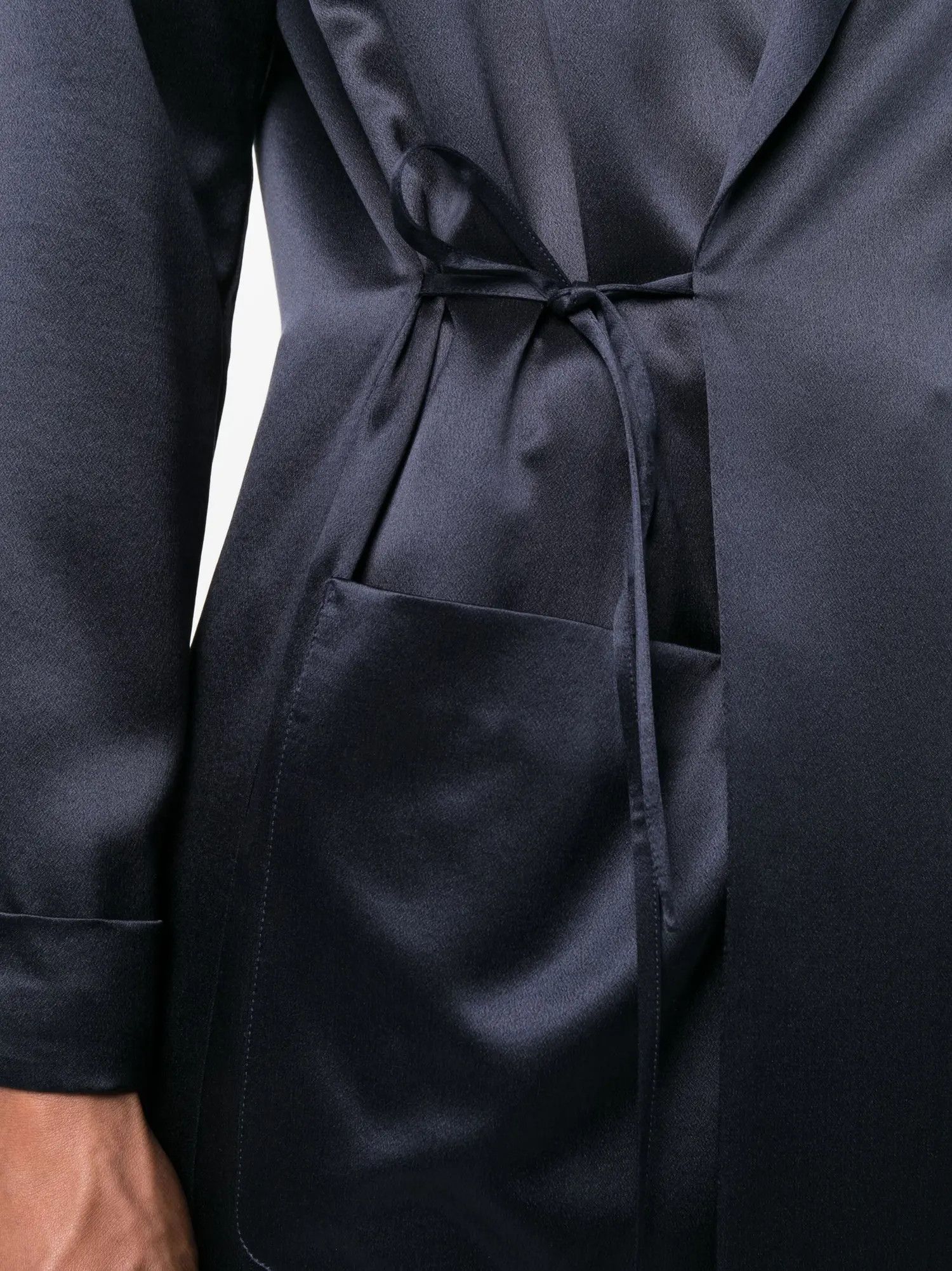 Saint Laurent Paris o1s1wg111024 Off-Centre Silk Coat in Navy Blue Size US L / EU 52-54 / 3 - 5 Thumbnail