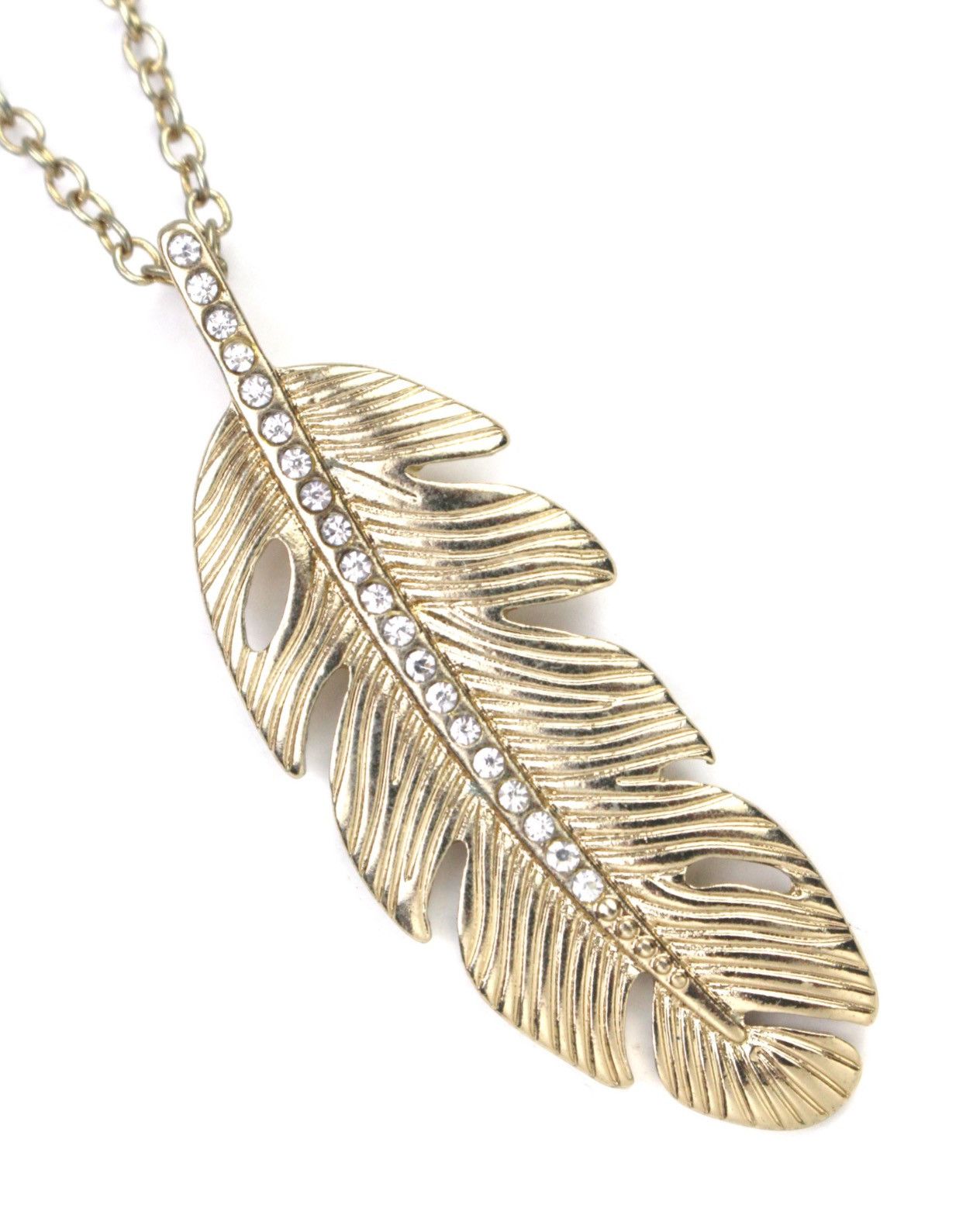 Vintage 2000S JAPANESE MADE FEATHER NECKLACE WITH CRYSTAL ACCENTS Size ONE SIZE - 3 Thumbnail