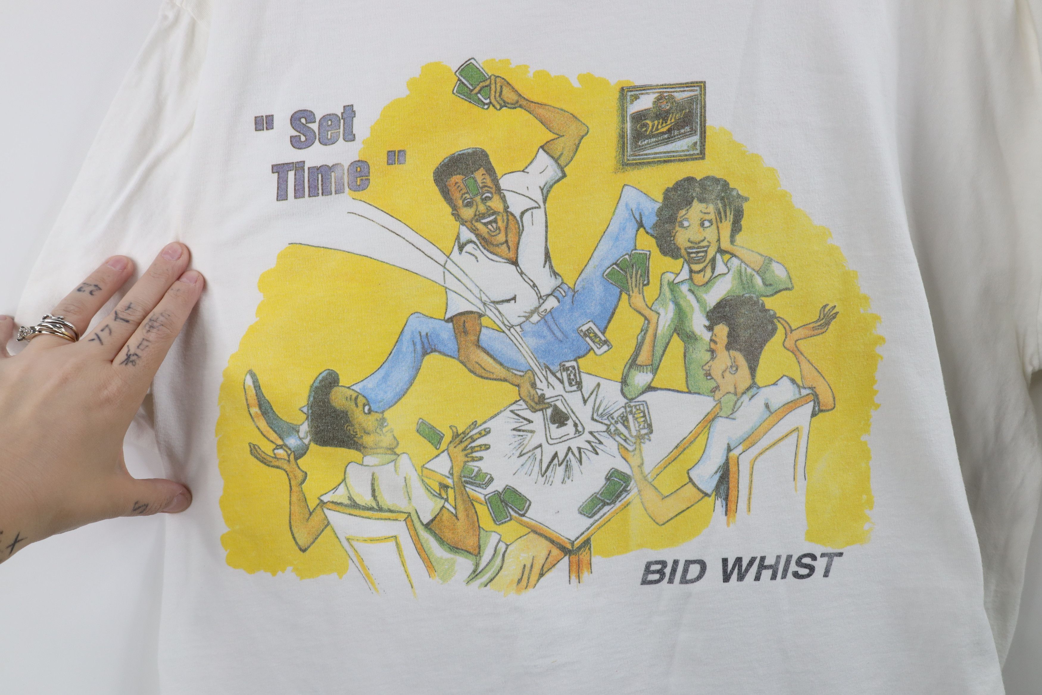 Vintage Vintage 90s Set Time Bid Whist Card Game Comic T-Shirt White Size US XL / EU 56 / 4 - 4 Thumbnail
