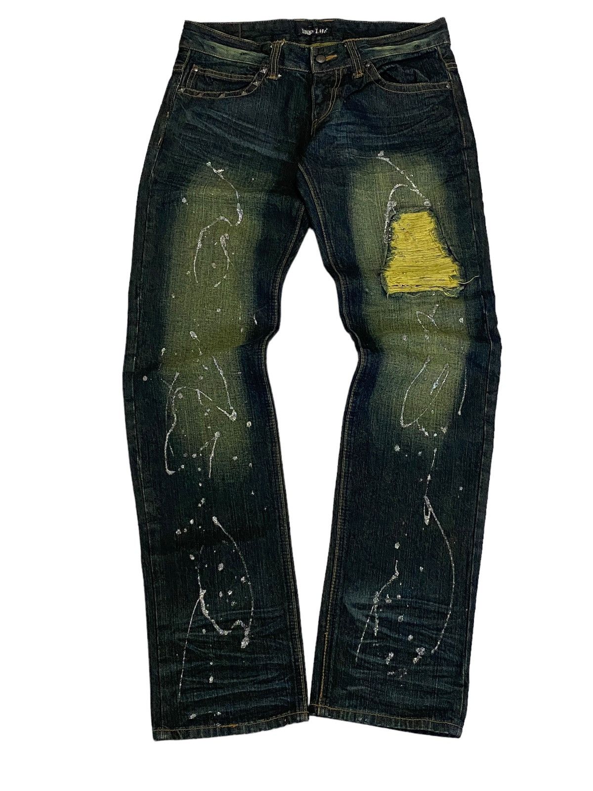 If Six Was Nine Mild Life Japan Splash Art Paint Distressed Patchworks Size US 30 / EU 46 - 3 Thumbnail