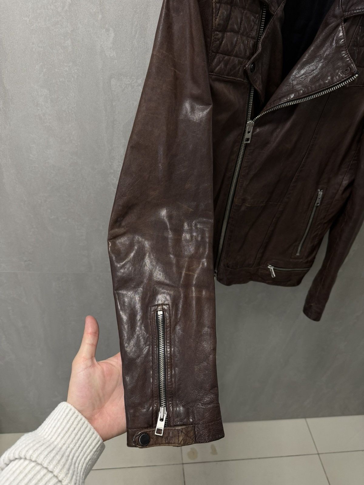 Allsaints AllSaints distressed Conroy Leather Biker Jacket, Oxblood Size US M / EU 48-50 / 2 - 14 Thumbnail