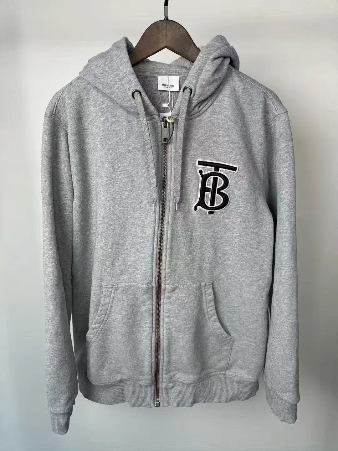 Burberry Burberry Gray Embroidered TB Hooded Jacket Size US L / EU 52-54 / 3 - 1 Thumbnail