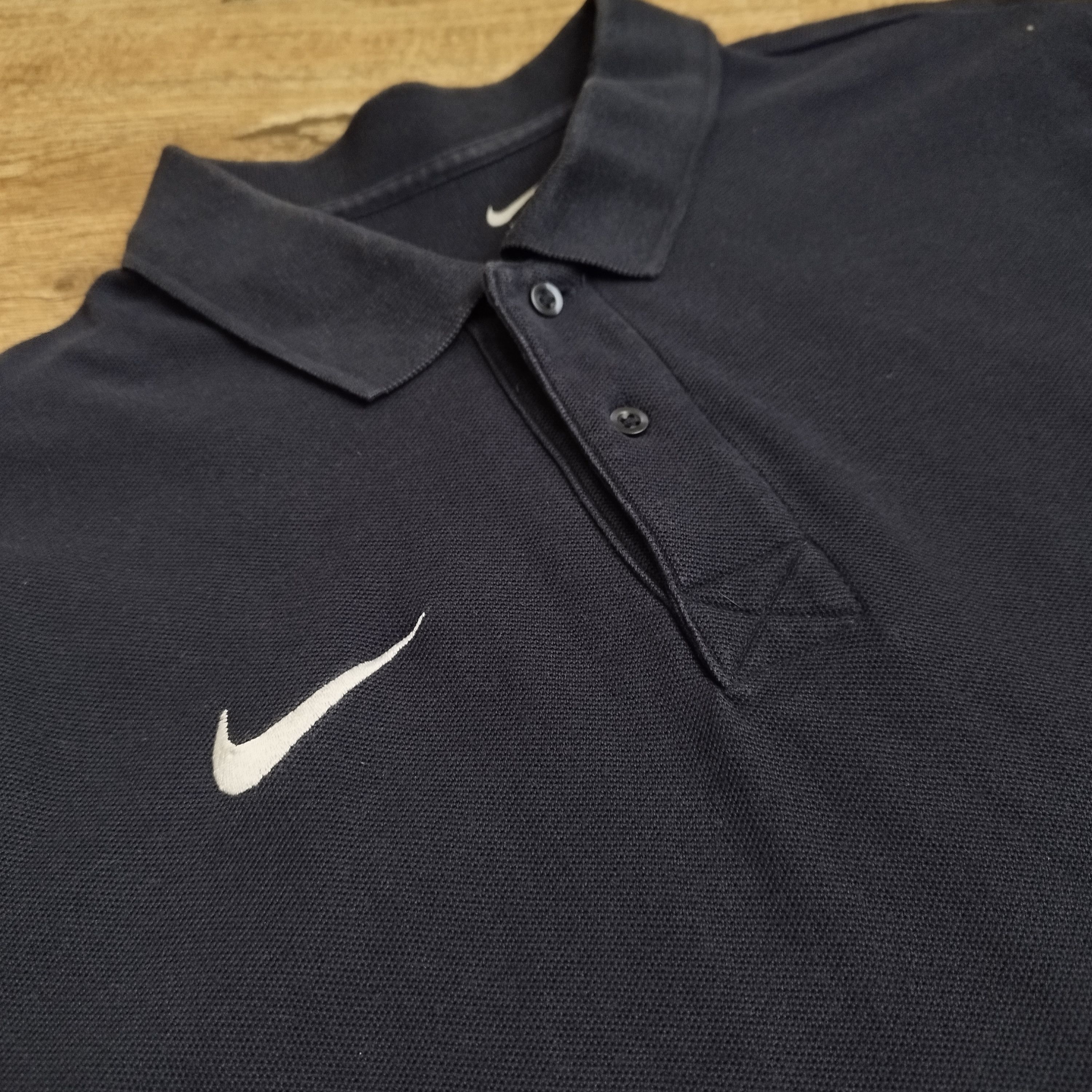 Nike Nike Navy Blue Cotton Polo Shirt - Embroidered White Swoosh Size US L / EU 52-54 / 3 - 4 Thumbnail