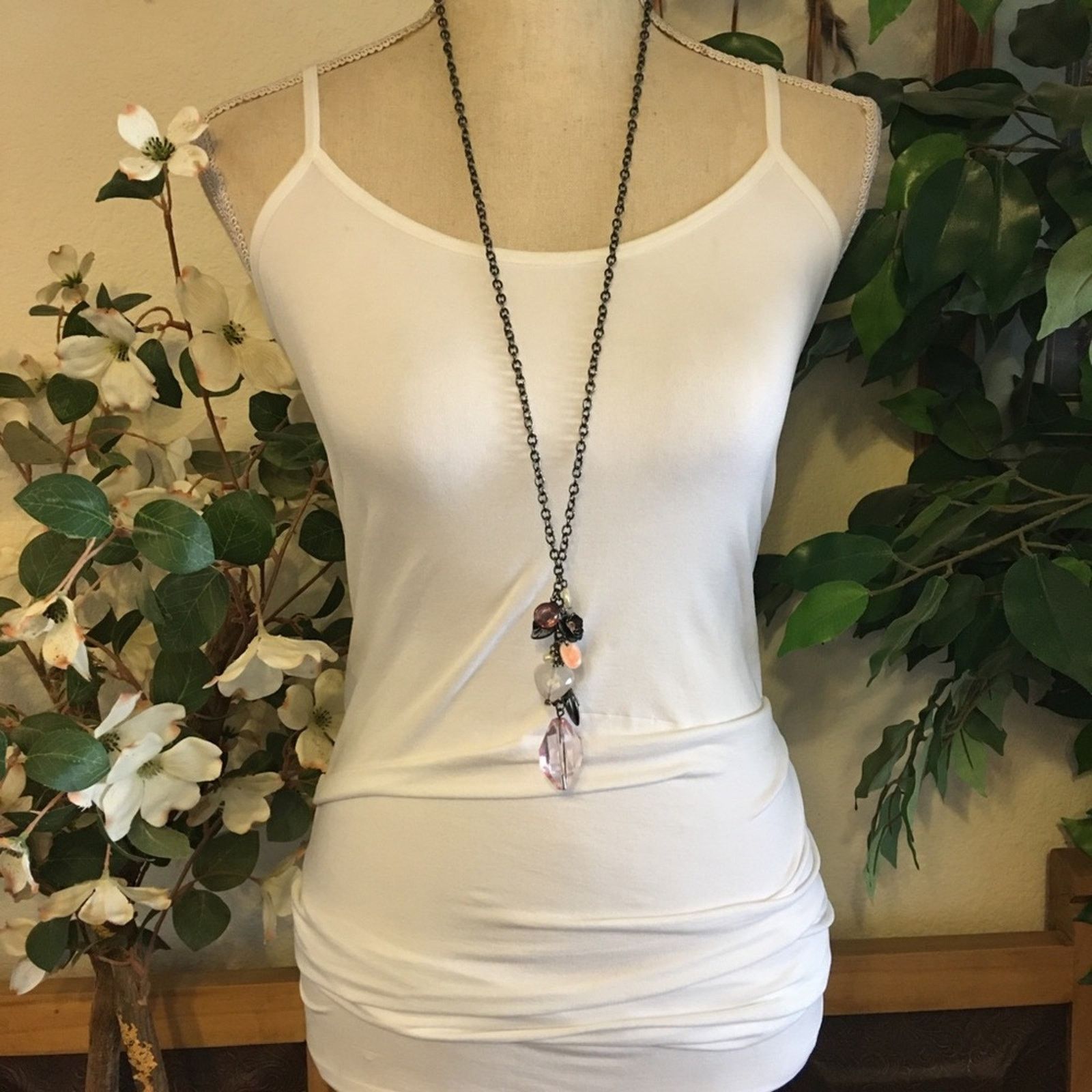 Jewelry Dark chrome beaded charm accent necklace Size ONE SIZE - 3 Thumbnail