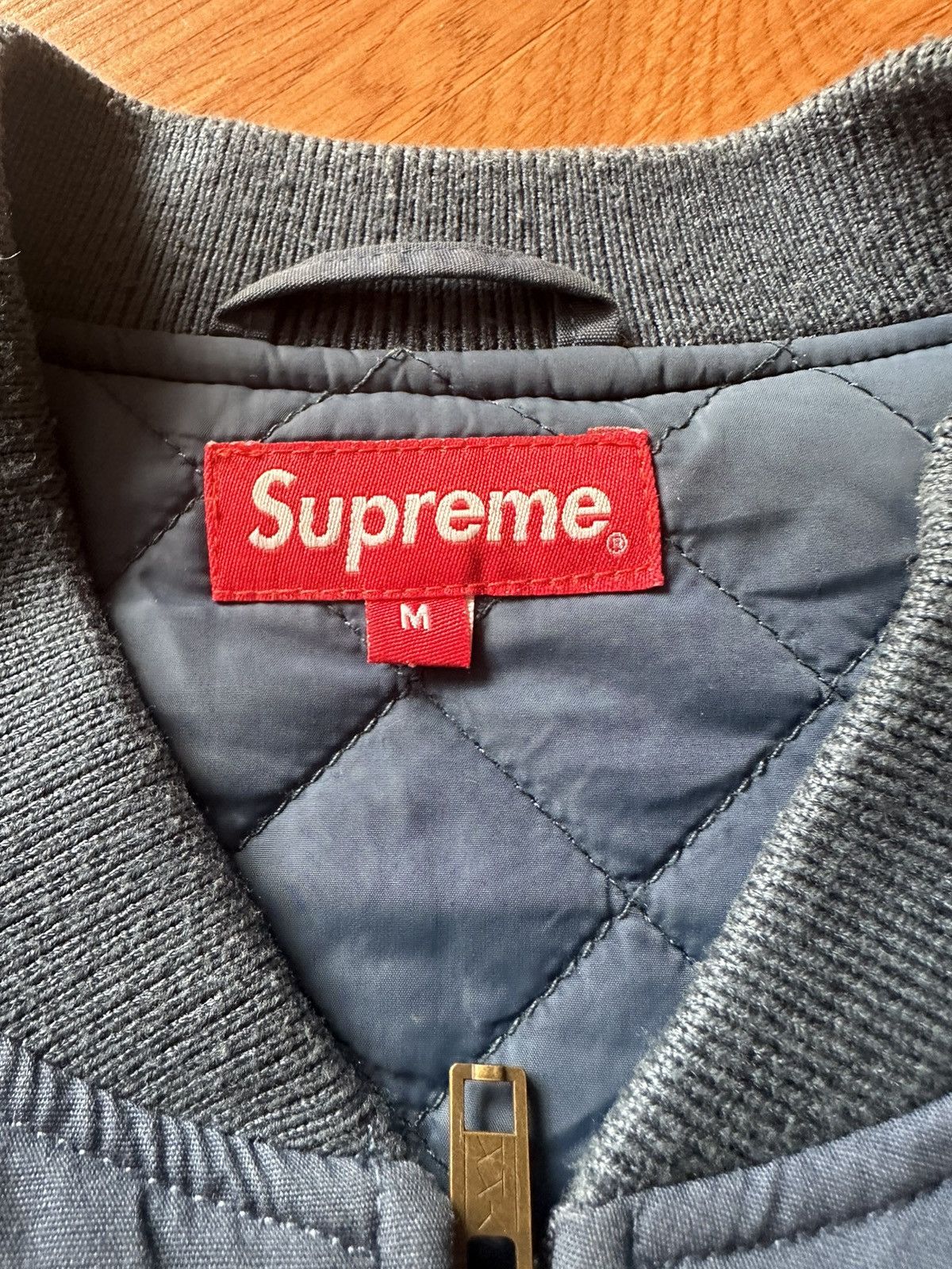 Supreme × Thrasher Supreme x Thrasher Skate And Destroy Blue Bomber Jacket (M) Size US M / EU 48-50 / 2 - 3 Thumbnail