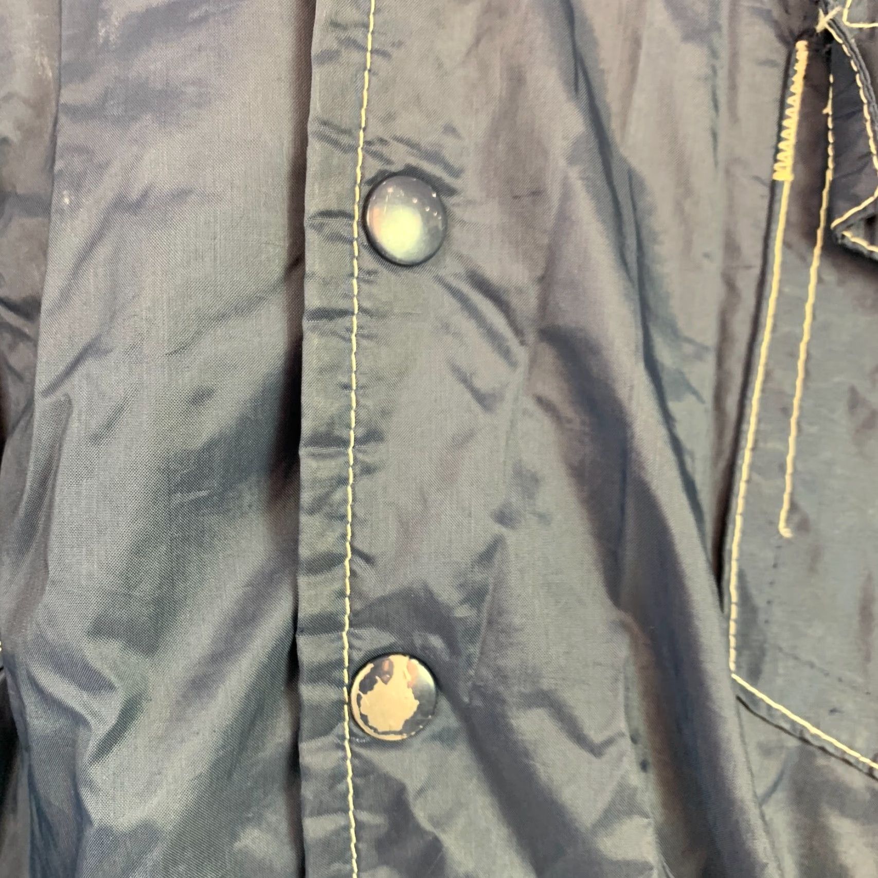 Thrasher VINTAGE West Wind Buccaneer Patch Tenneco Blue Work Jacket XL 54" Chest 26" Sleeve 21" Shoulder 32" Length 70s 80s Mens Mens? Size US L / EU 52-54 / 3 - 6 Thumbnail