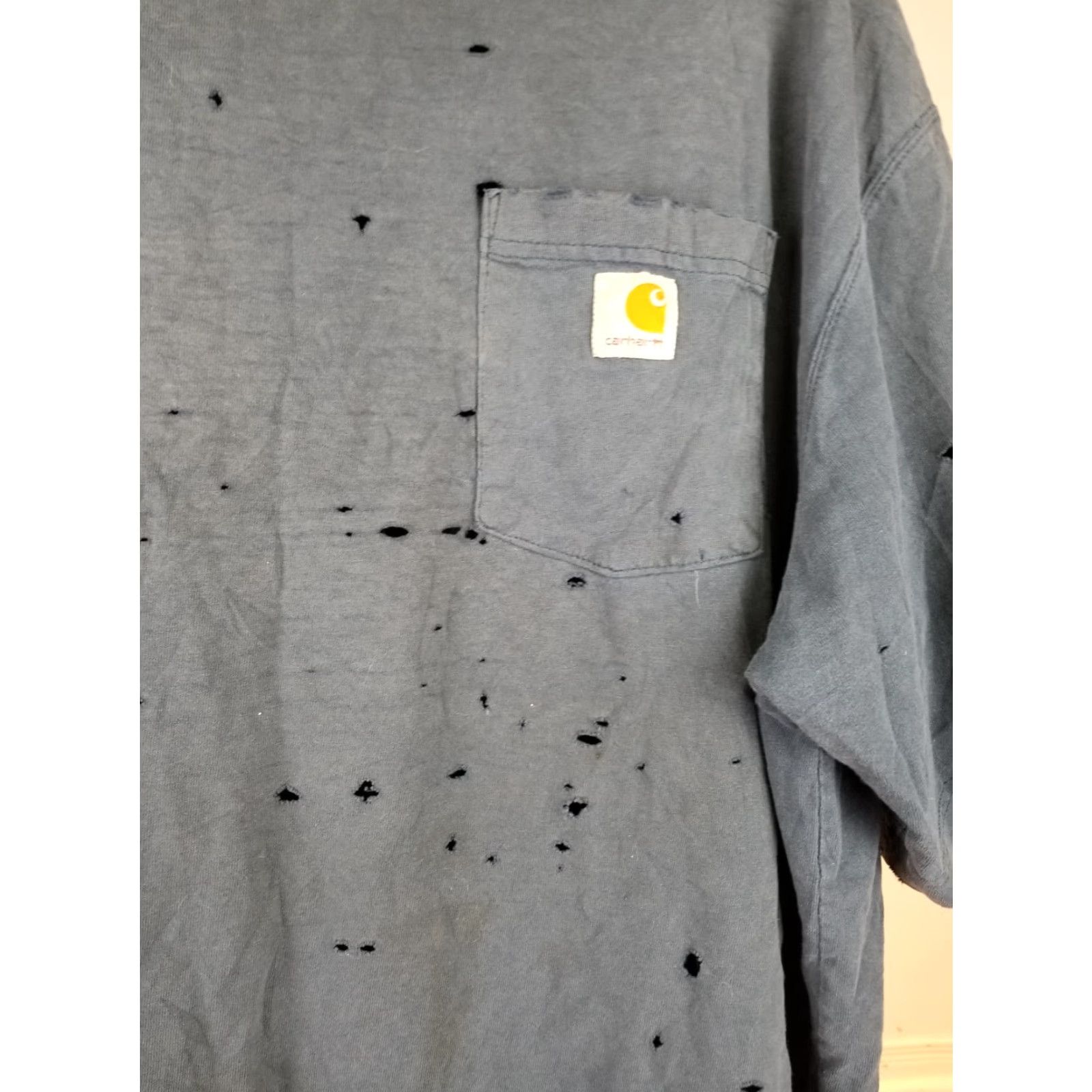 Carhartt VINTAGE Carhartt T-Shirt Navy 2XL Carhartt One Pocket Gradiant Sun Fade Trash/Grunge Cotton T-Shirt Size US XXL / EU 58 / 5 - 4 Thumbnail
