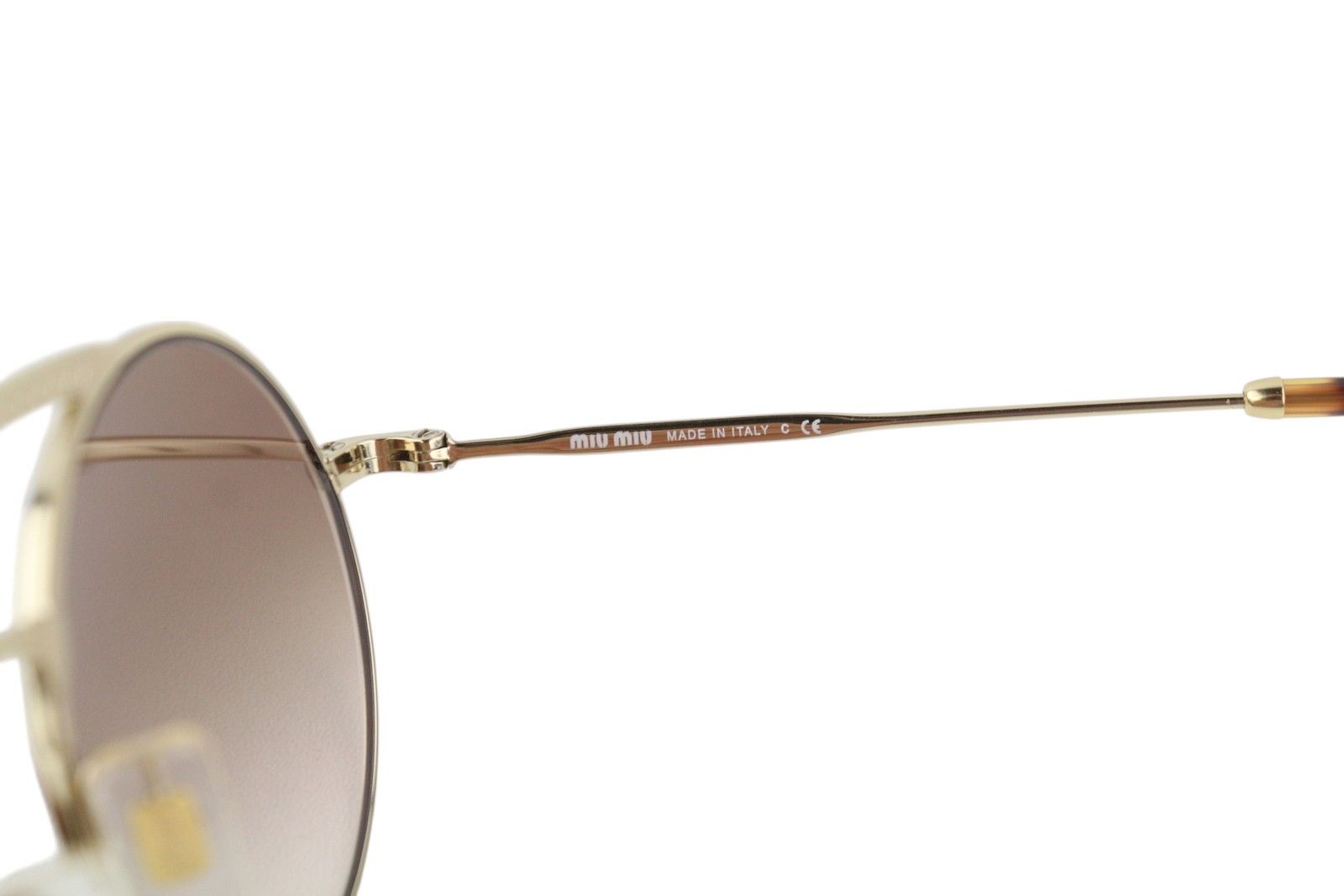Miu Miu 52V OS Oval Shiny Gold Tone Frame 84806 Size ONE SIZE - 6 Thumbnail