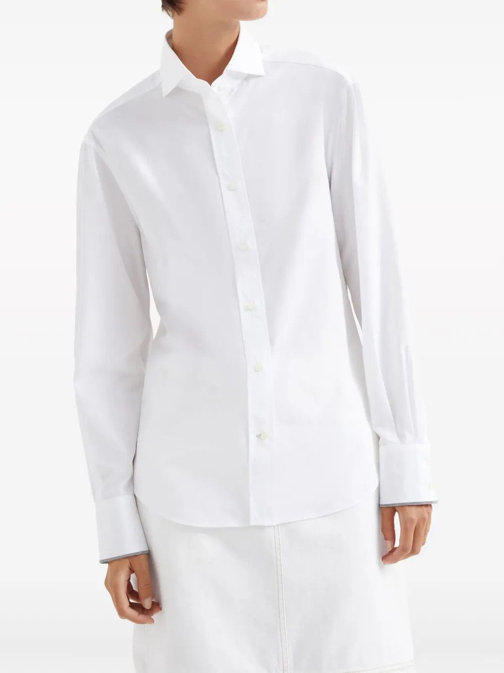 Brunello Cucinelli o1w1db10825 Blouse in White Size S / US 4 / IT 40 - 3 Thumbnail