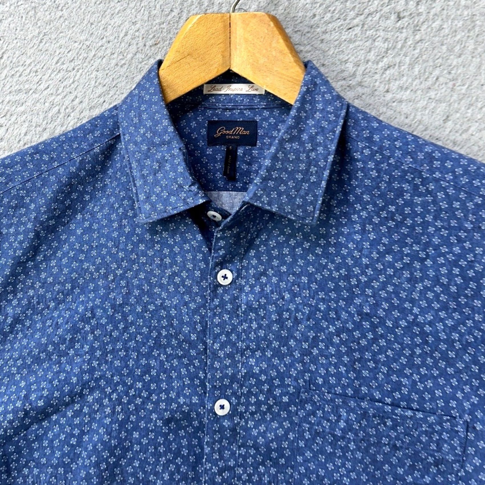 Vintage Good Man Mens Small Blue Geometric Long Sleeve Button Up Shirt Size US S / EU 44-46 / 1 - 6 Thumbnail