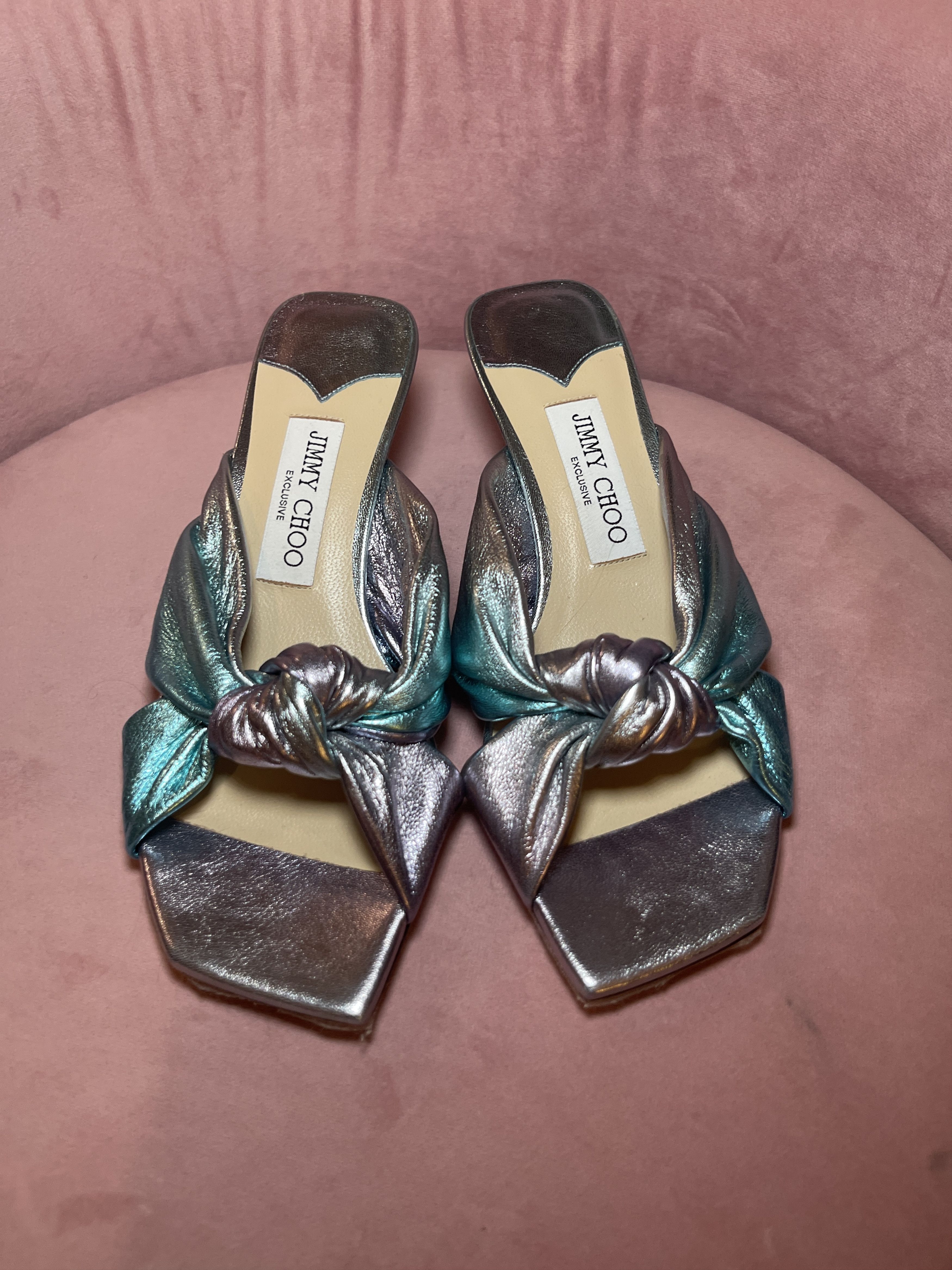Jimmy Choo Jimmy Choo Avenue Ombre Blue Sandal Mules Kitten Heel Size US 4.5 / IT 34.5 - 1 Thumbnail