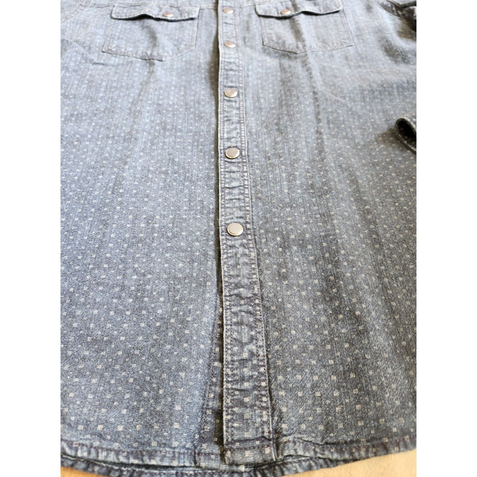 Express Express Shirt Blue Long Sleeve Button Dress Shirt S/P Mens Regular 100% Cotton Solid Collared Size 36R - 5 Thumbnail