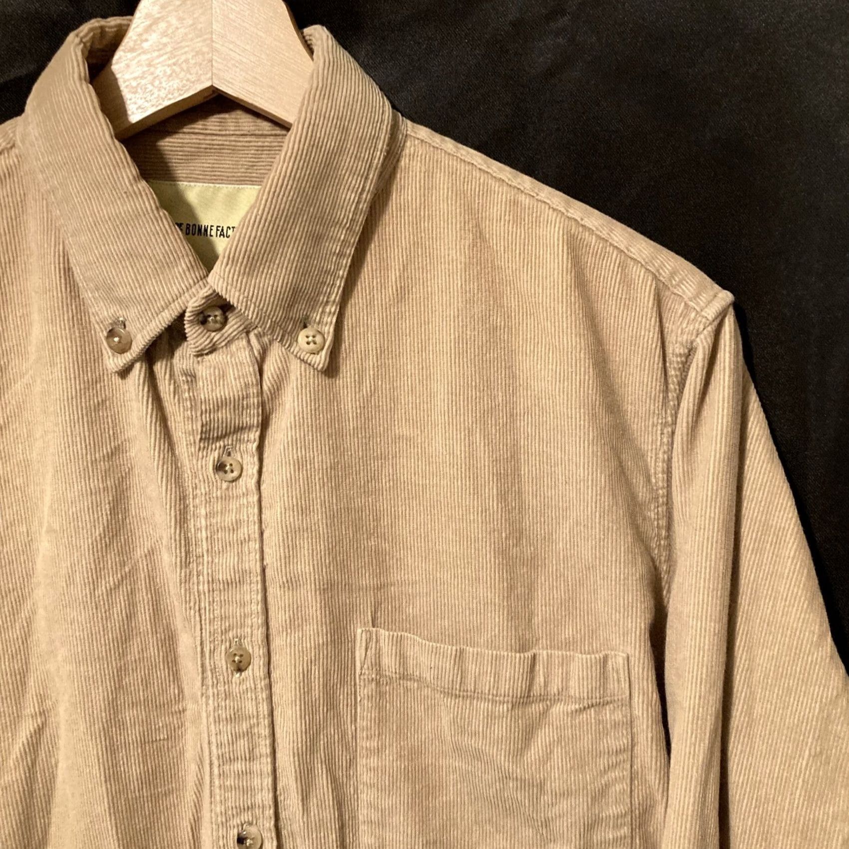 De Bonne Facture Shirt Mens Small Tan Beige Corduroy Button Down, Men's — image 2 of 6