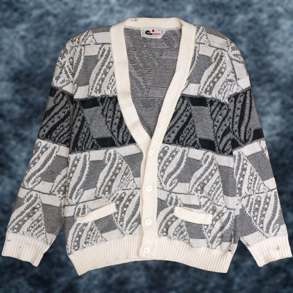 VINTAGE Cooper Cardigan Sweater Shirt Adult Large White Vintage 90s Casual Mens