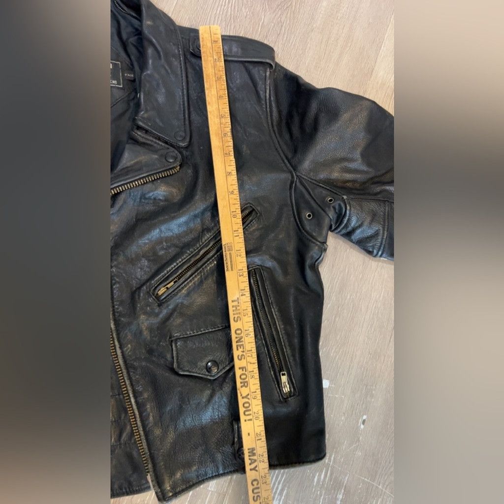 Other Vintage Classic Black bikers distressed heavy duty Leather Size US M / EU 48-50 / 2 - 9 Thumbnail