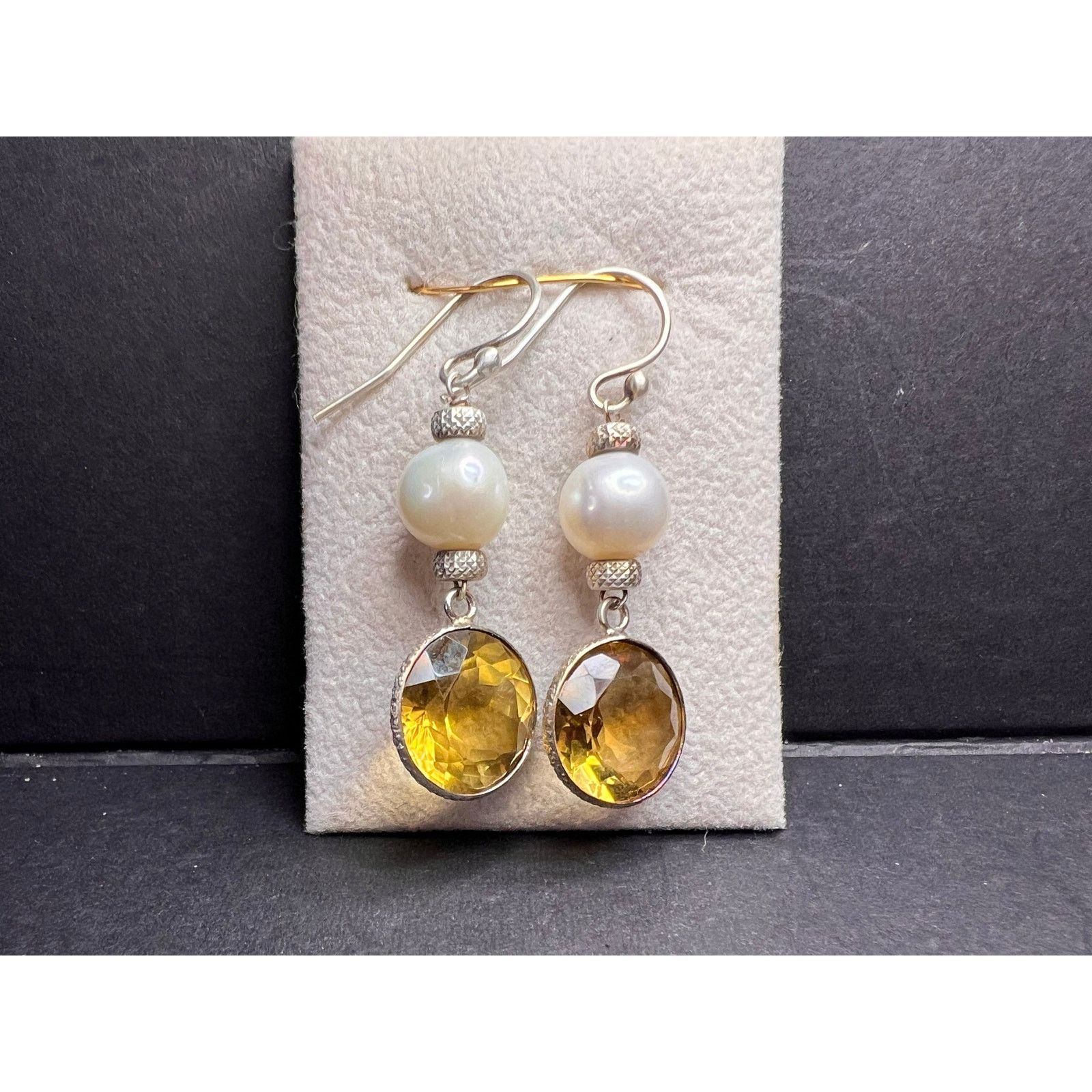 Other Citrine and pearl sterling silver dangle earrings Size ONE SIZE - 22 Thumbnail