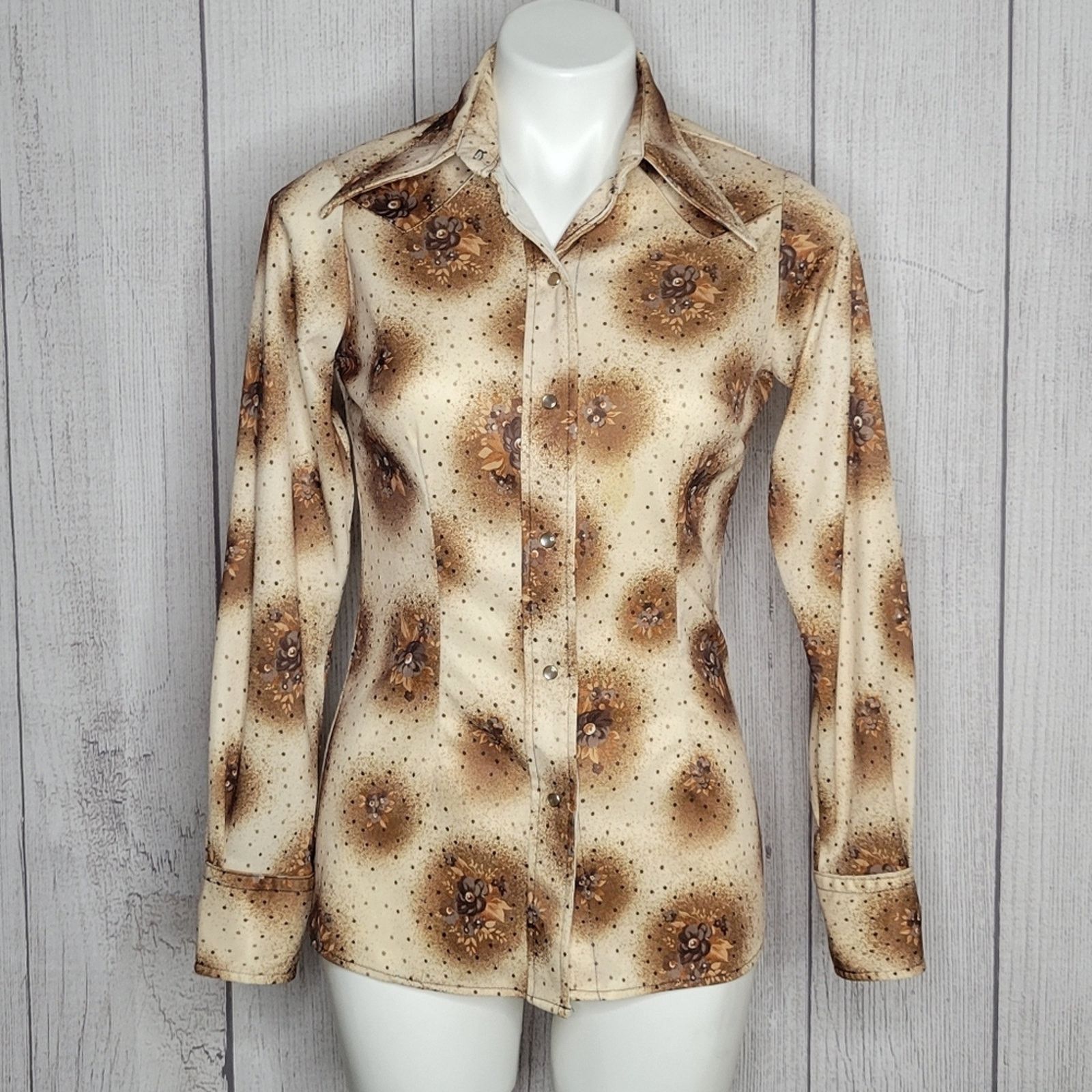 Vintage Vintage 70s Rocky Mountain Clothing Pearl Snap Dagger Collar Size S / US 4 / IT 40 - 1 Thumbnail