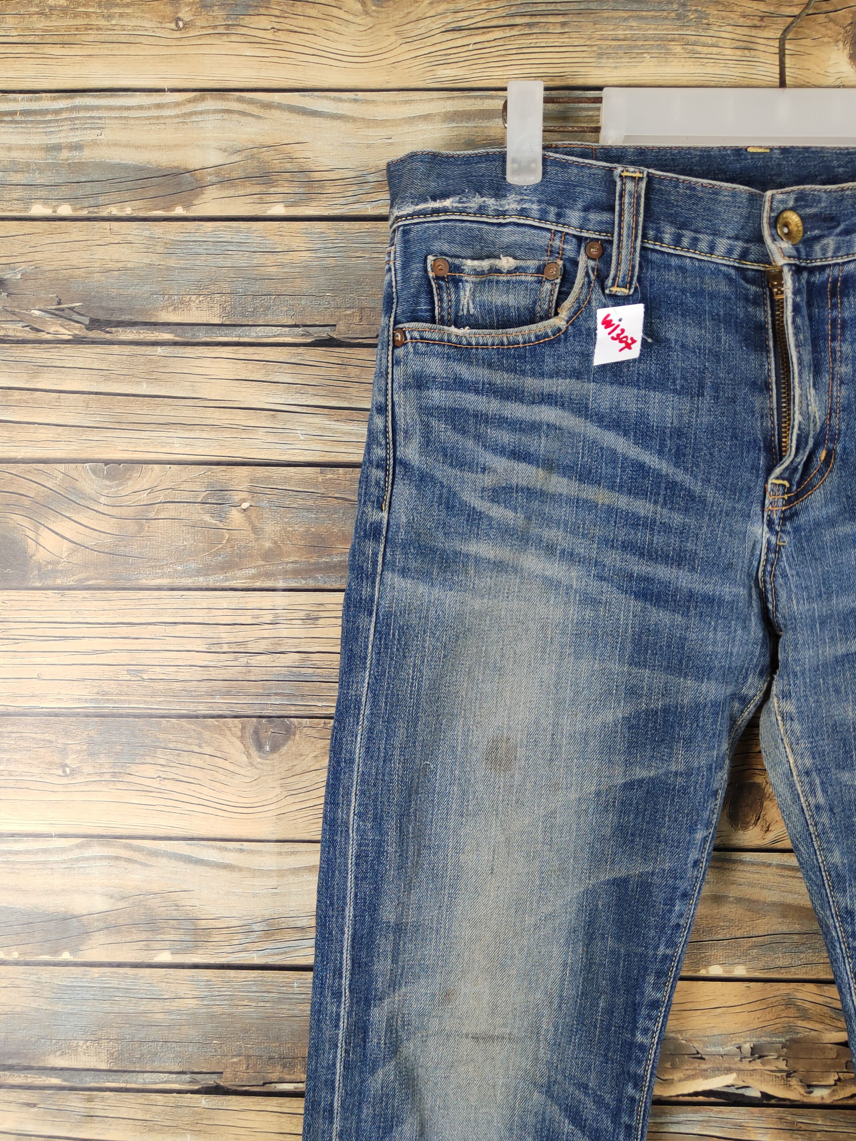 Japanese Brand Uniqlo Blue Distressed Ripped Jeans #W1307 Size US 33 - 3 Thumbnail