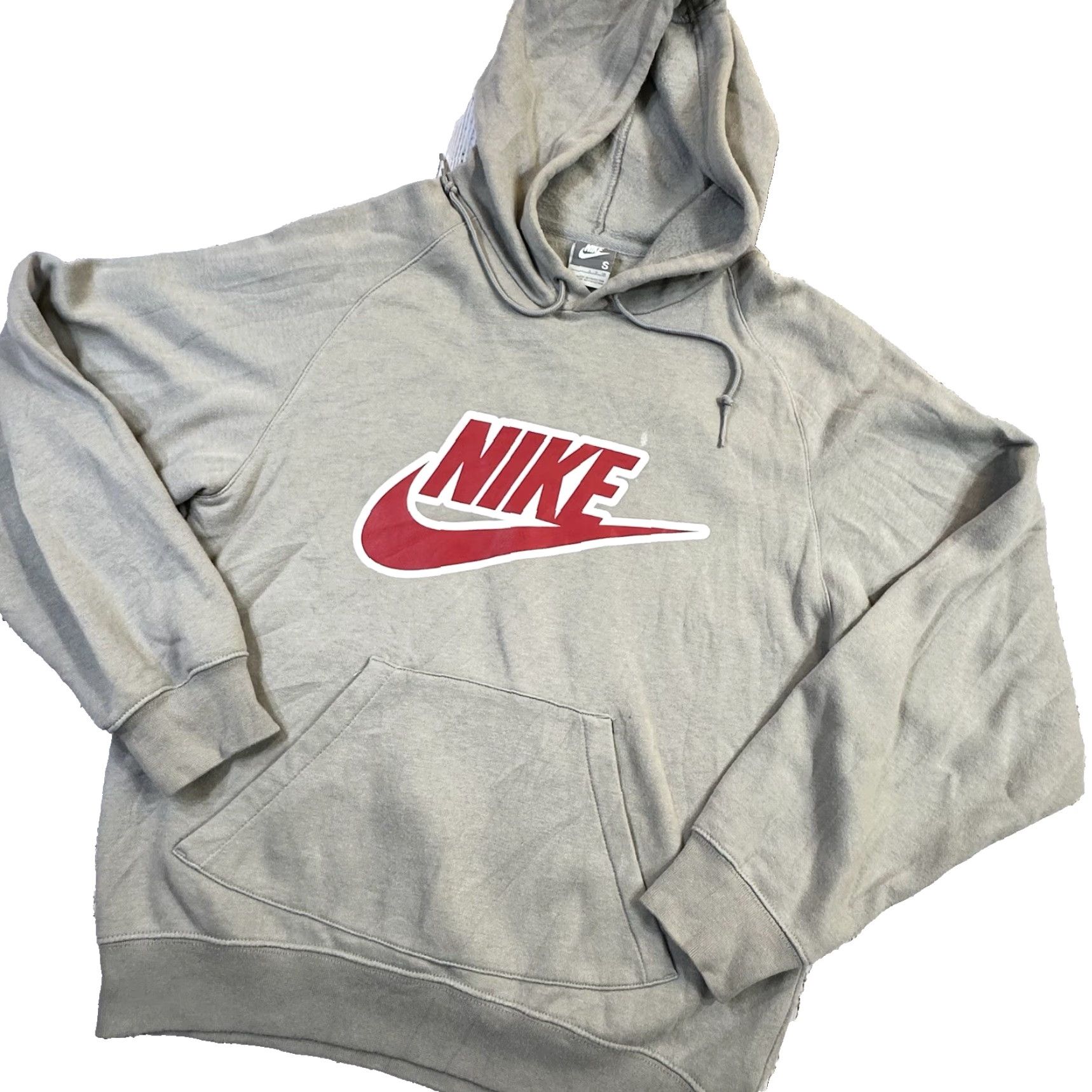 Nike Nike Pro Pullover Hoodie Small Beige Spellout Logo Kangaroo Pocket Mens Hoodie Size US S / EU 44-46 / 1 - 2 Thumbnail