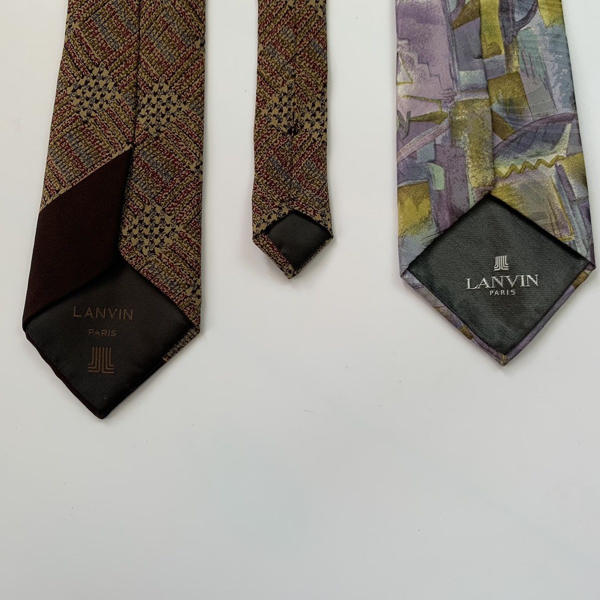 Vintage Two Lanvin Paris Silk Ties Vintage Luxury Made in France Size ONE SIZE - 3 Thumbnail