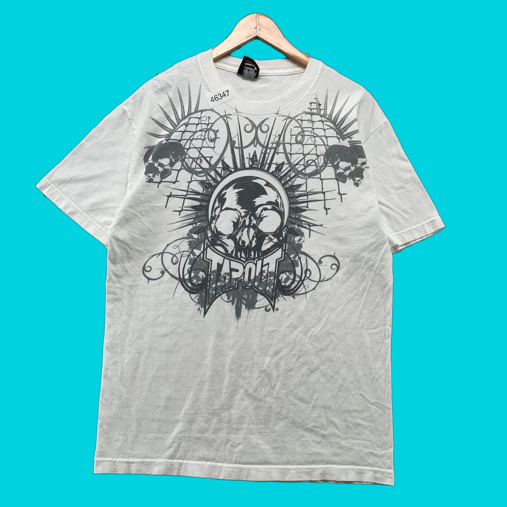 Tapout VINTAGE Tap Out Skull Shirt Mens Large White Y2K MMA Affliction Made USA Size US L / EU 52-54 / 3 - 1 Thumbnail