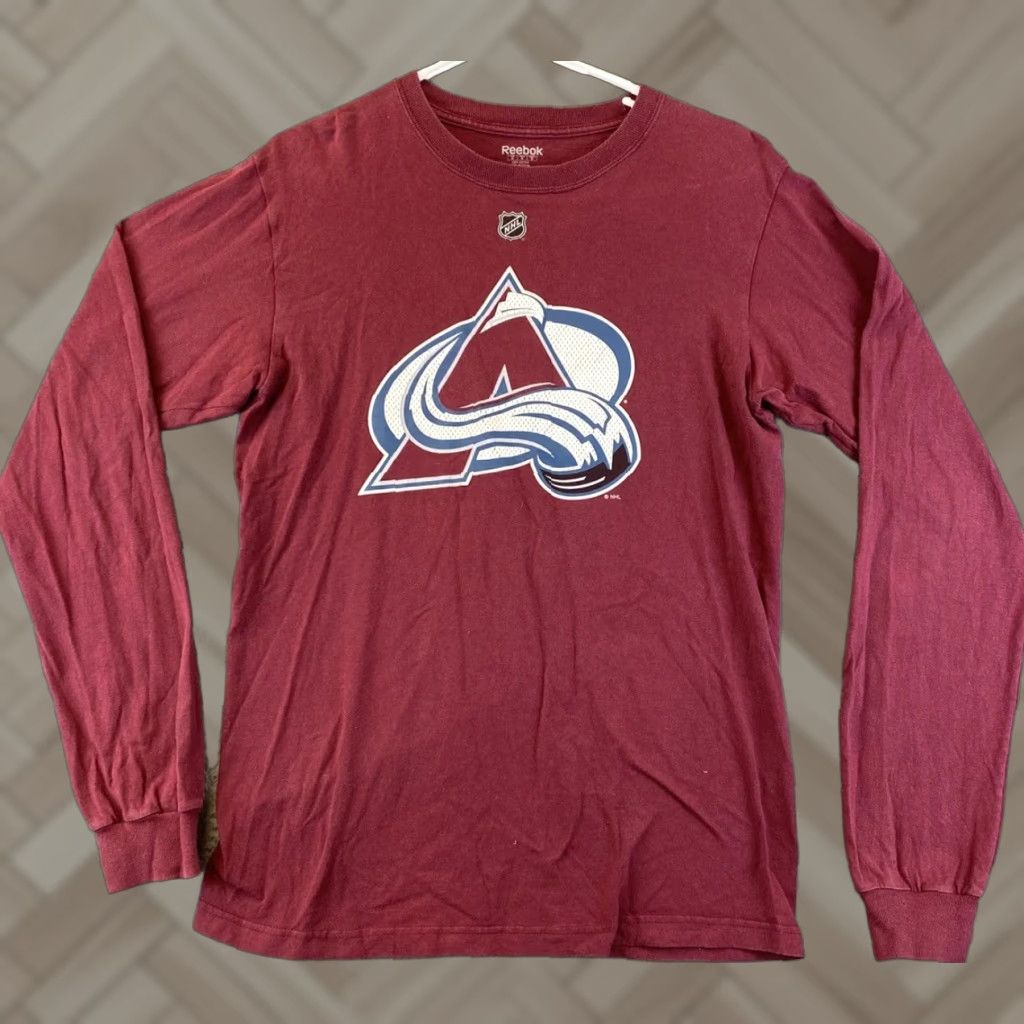 Reebok VINTAGE Reebok Avalanche Men's T-Shirt Long Sleeve Crew Neck Maroon Size M 78-7 Hockey Logo Cotton Polyester Shirt Mens Size US M / EU 48-50 / 2 - 1 Thumbnail
