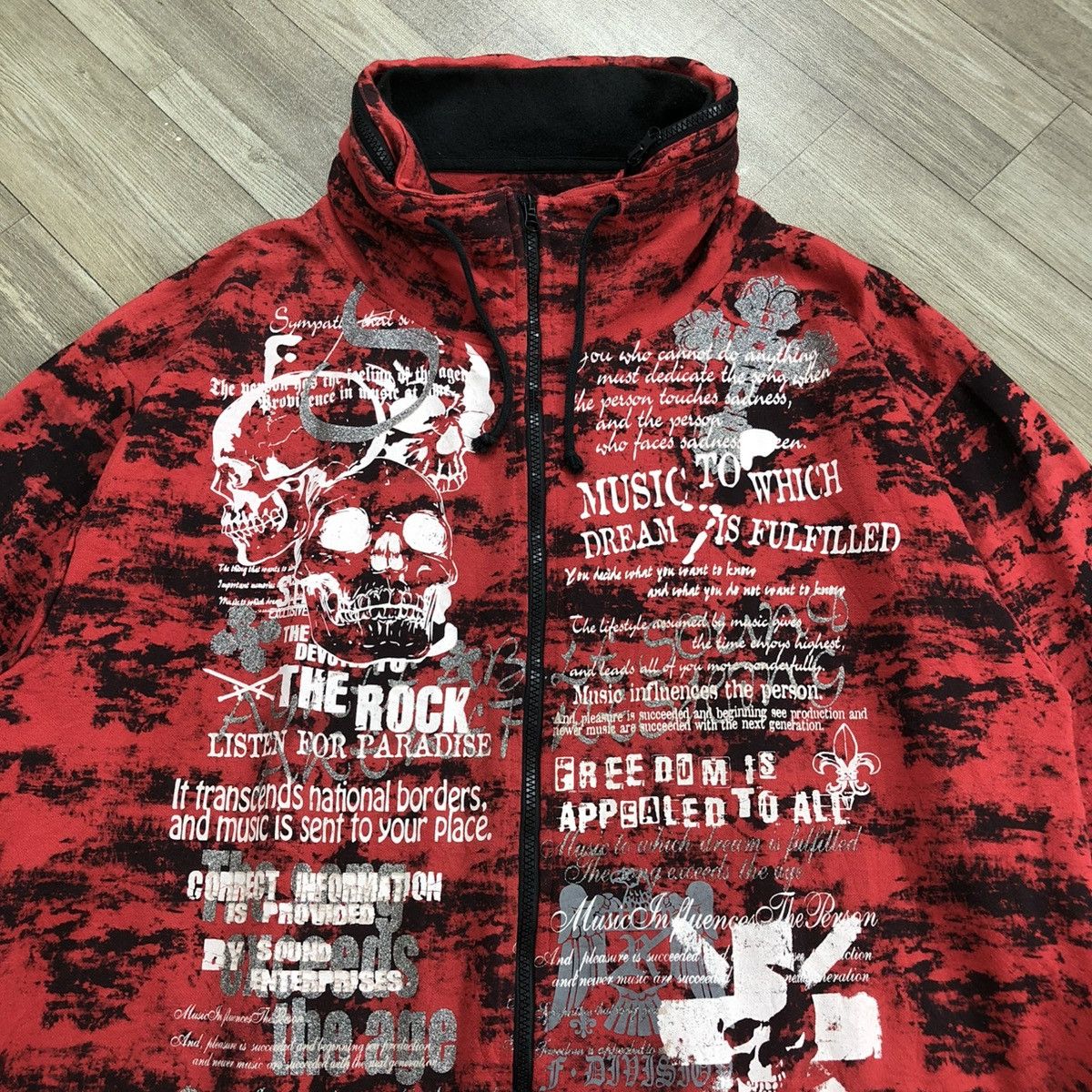 14th Addiction × If Six Was Nine × Le Grande Bleu (L.G.B.) ☠️ 2000s TimeStep Poem Cross Skulls Punks Goa Bono Jacket Size US XXL / EU 58 / 5 - 7 Thumbnail