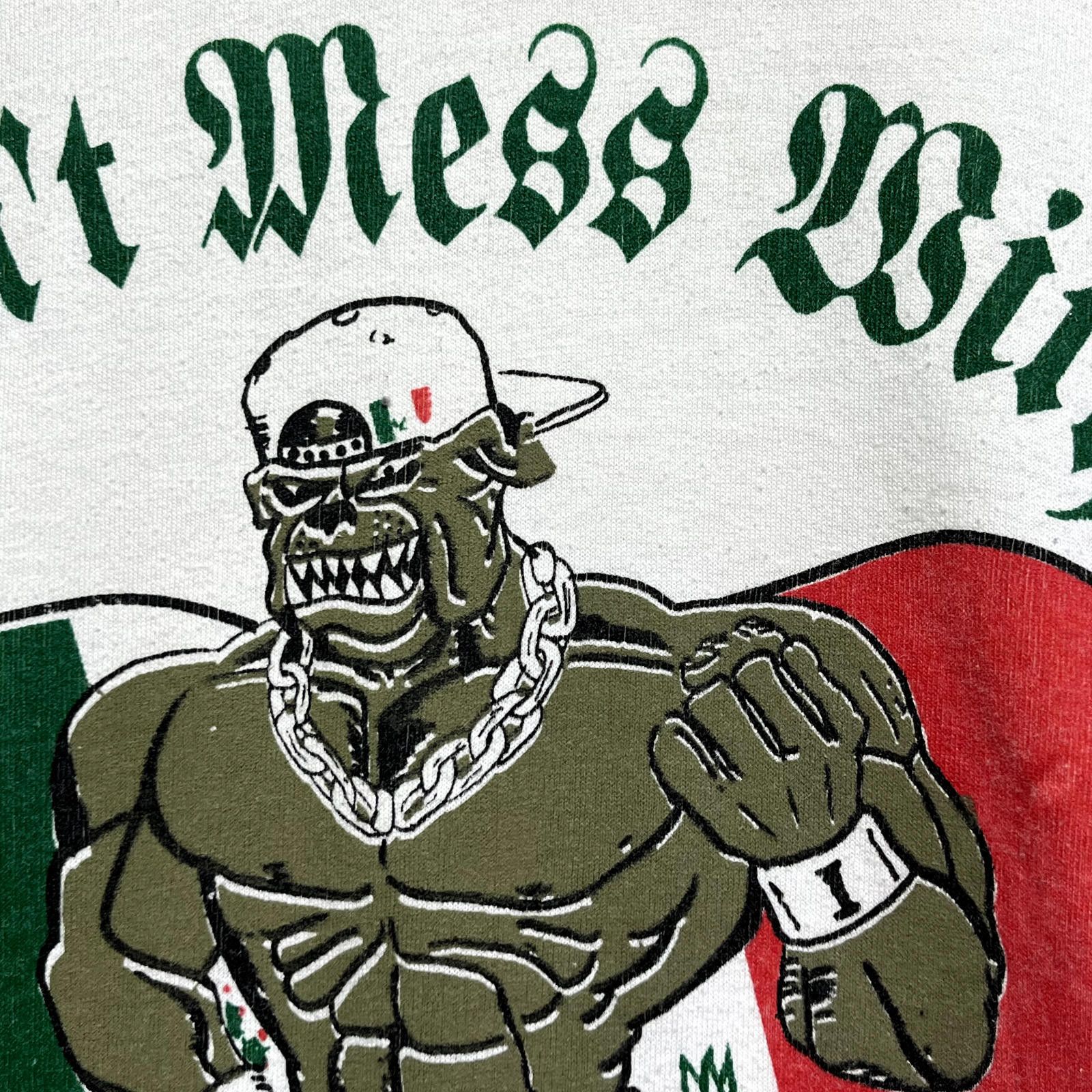 Hanes × Vintage Vintage 90s Don't Mess With Mexicans T-Shirt XL Mexican Flag Size US XL / EU 56 / 4 - 5 Thumbnail