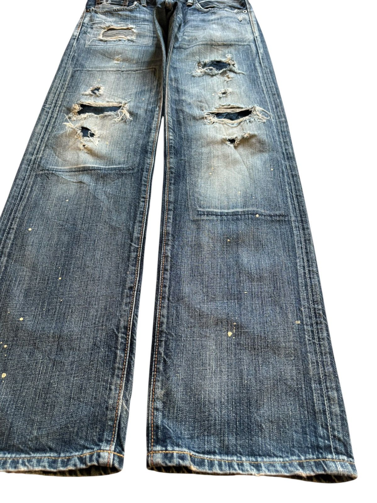 Edwin × Japanese Brand Rebel Vintage Edwin 503 Paint Patch Distress Rip Loose Jean Size US 29 - 7 Thumbnail