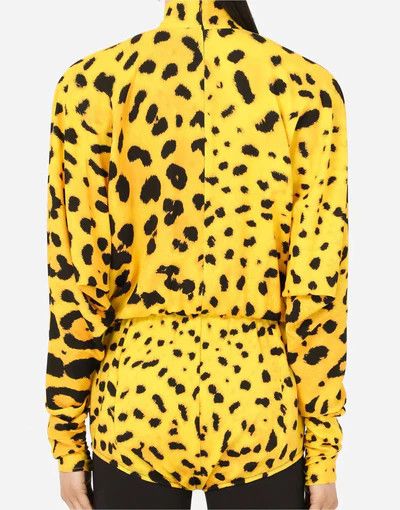 Dolce & Gabbana o1y0925 Leopard-Print Bodysuit in Yellow/Black Size M / US 6-8 / IT 42-44 - 2 Thumbnail