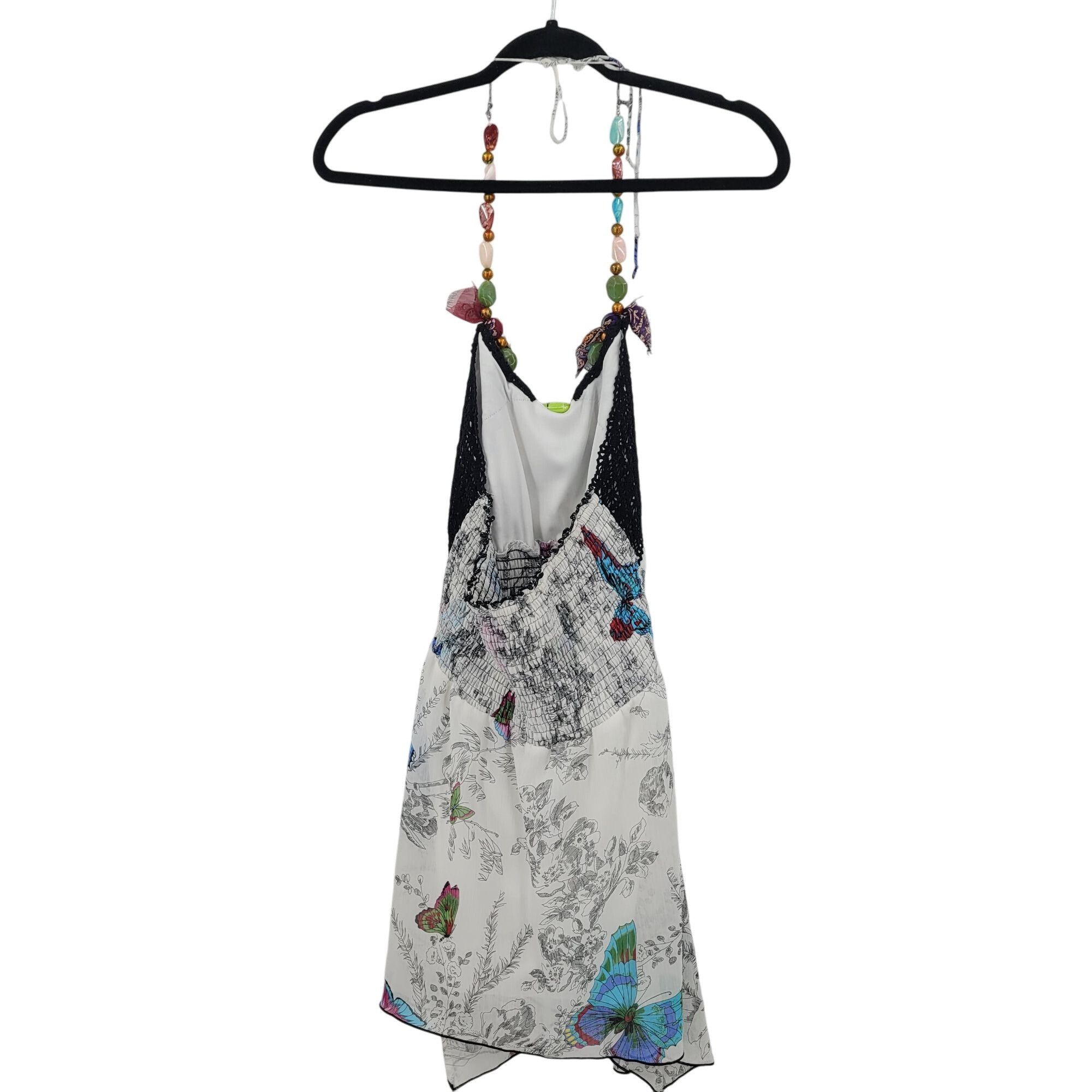 Other Y2K White Butterfly Halter Tunic Top Sz M Beaded Sharkbite S Size M / US 6-8 / IT 42-44 - 5 Thumbnail