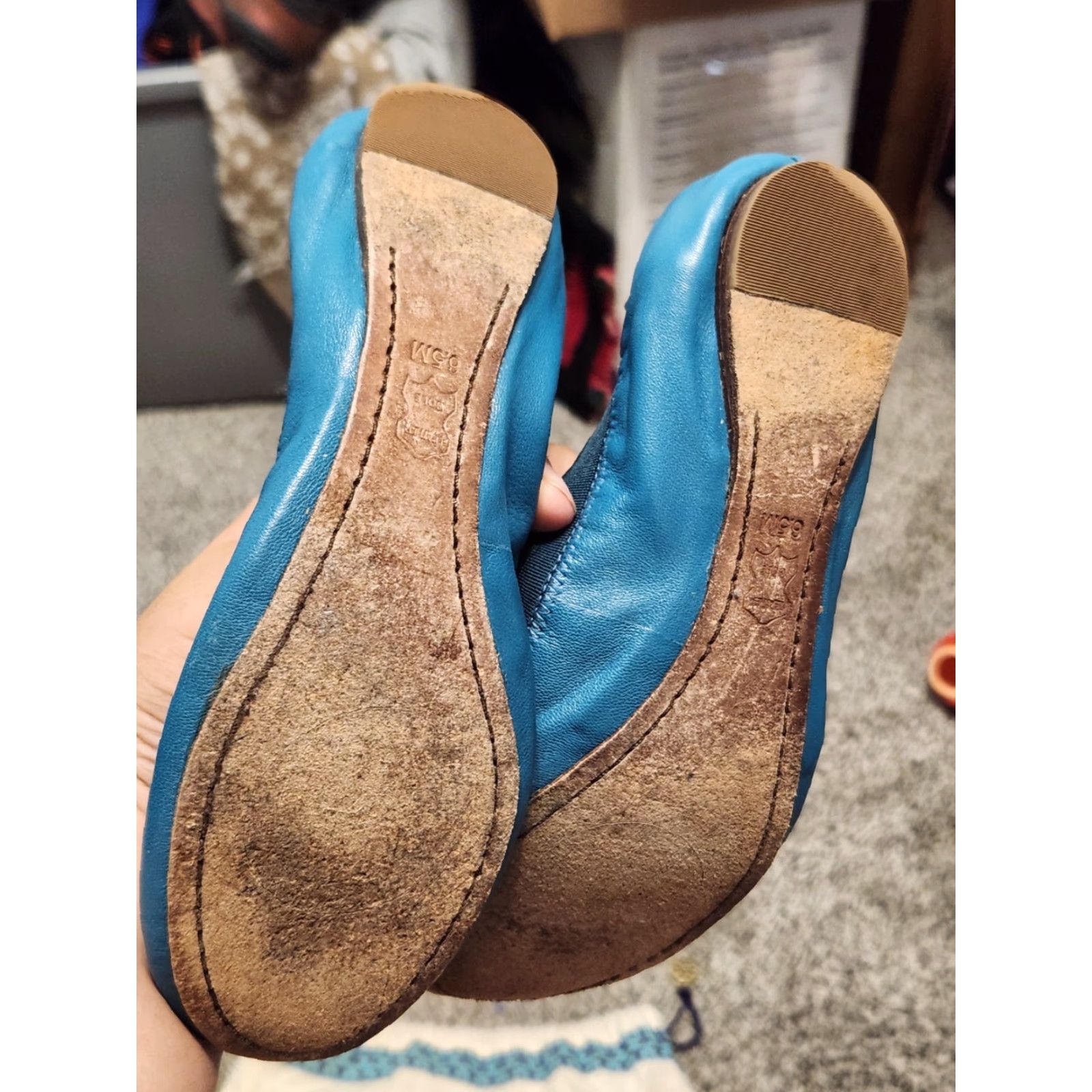 Tory Burch Authenticated Tory Burch Blue Ballet Flats 6.5M Tory Burch Caroline Flat Leather Leather M Blue Womens Vintage? No. Size US 7 / IT 37 - 3 Thumbnail