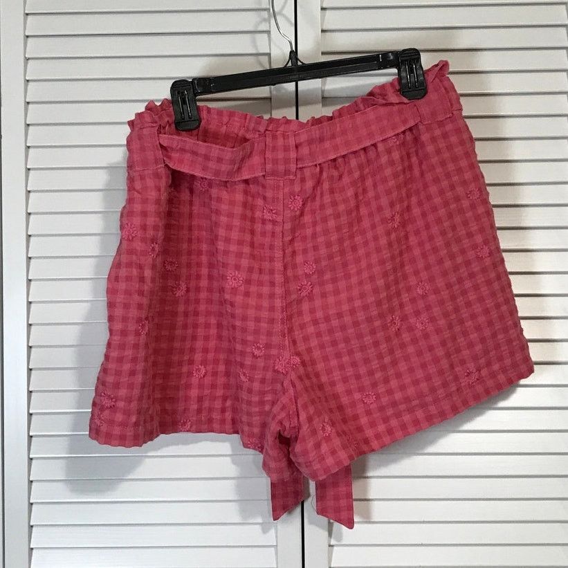 Other Time and Tru Pink Gingham Plaid Floral High Rise Shorts XL Size 36" / US 14 / IT 50 - 2 Thumbnail