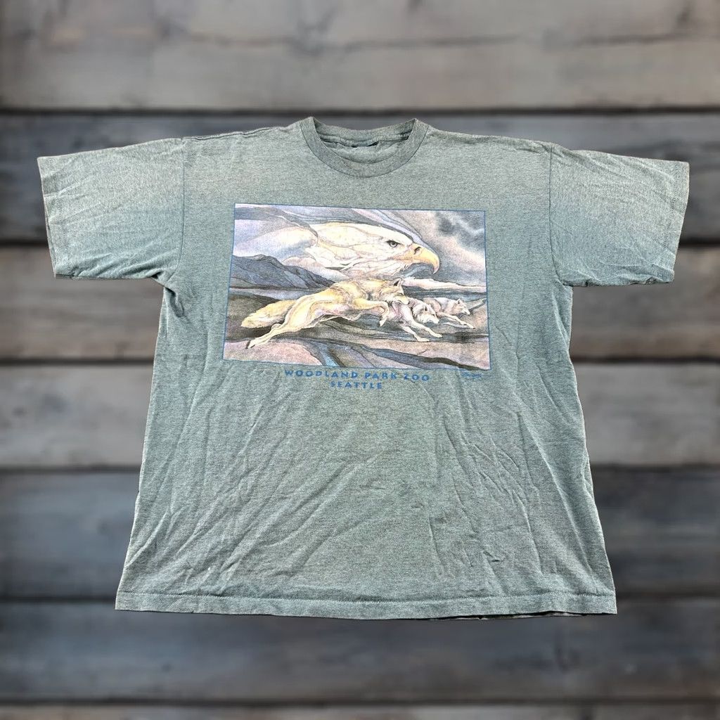 Vintage VINTAGE Woodland Park Zoo Seattle Shirt Men XL Blue Cotton 90s Logo Reflective Check Swoosh Short Sleeve Crew Neck T-Shirt Size US XL / EU 56 / 4 - 1 Thumbnail