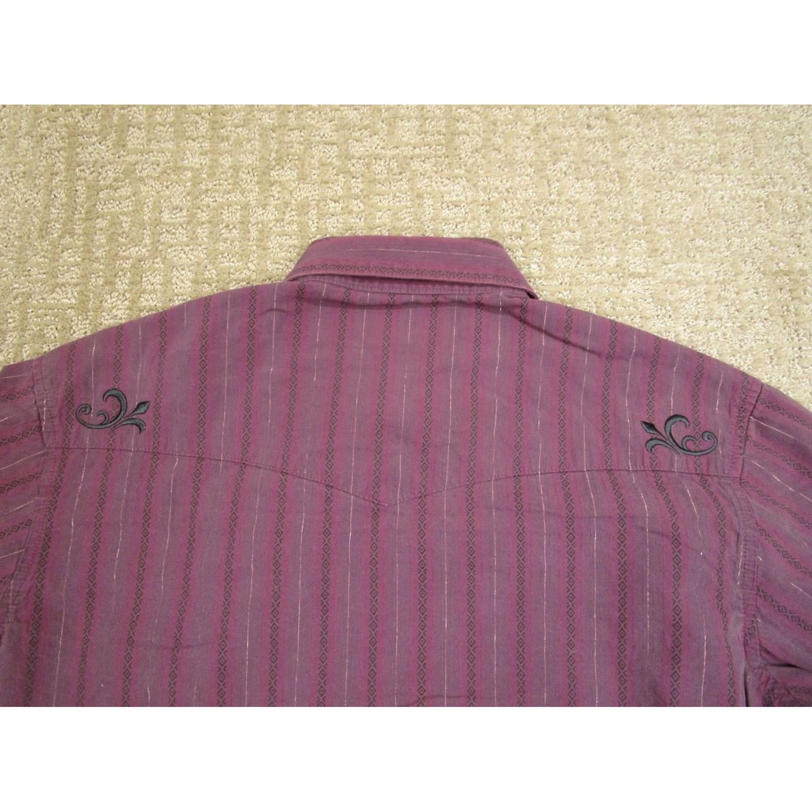 Wrangler Wrangler Pearl Snap Shirt Men L Purple Striped Western Long Sleeve Button-Up Size US L / EU 52-54 / 3 - 4 Thumbnail