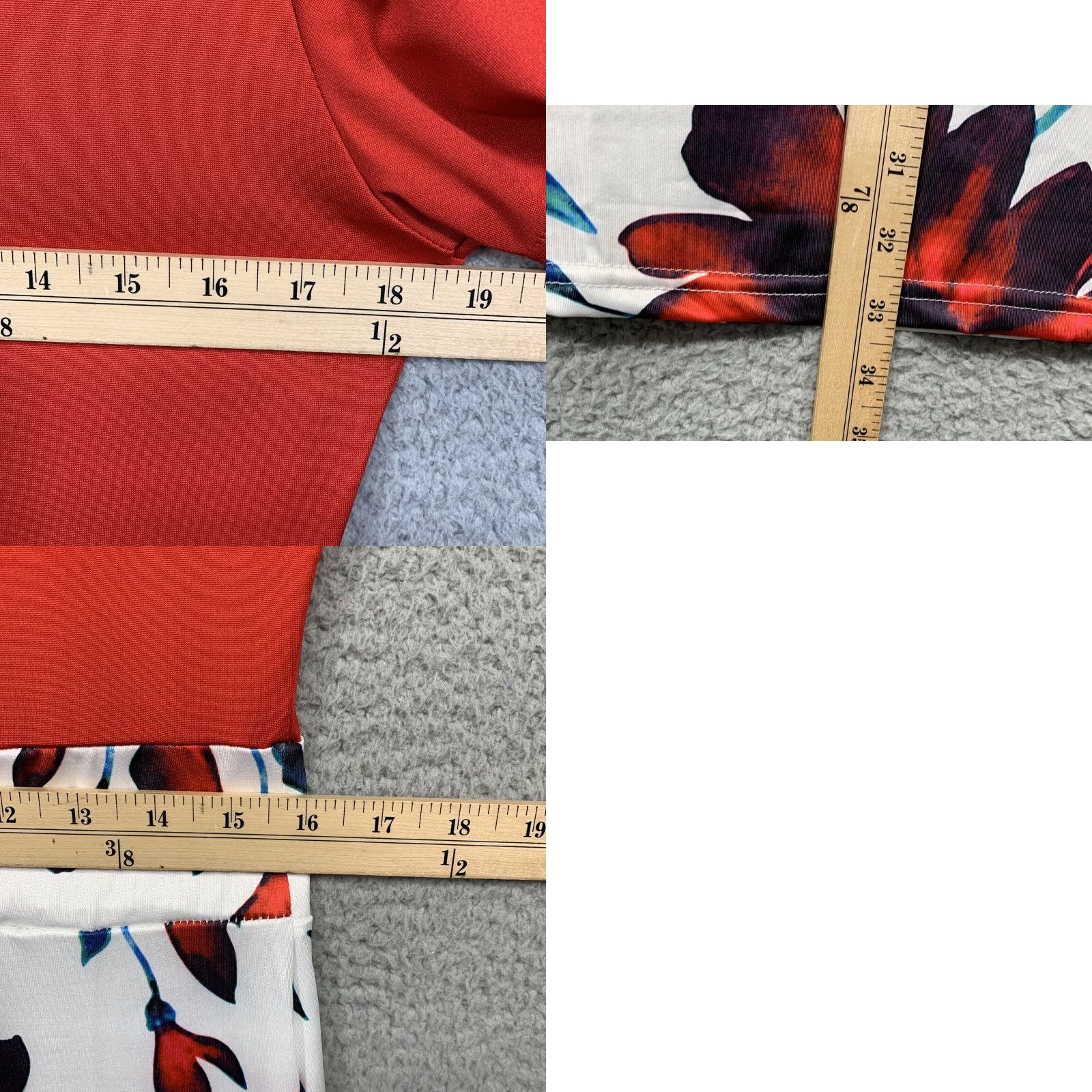 Ikea Womens Dress XL Fits More Like Medium-Large NWOT Knee Length Fit & Flare Short Sleeve Multi-Color Red White Floral Solid Women Size M / US 6-8 / IT 42-44 - 8 Thumbnail