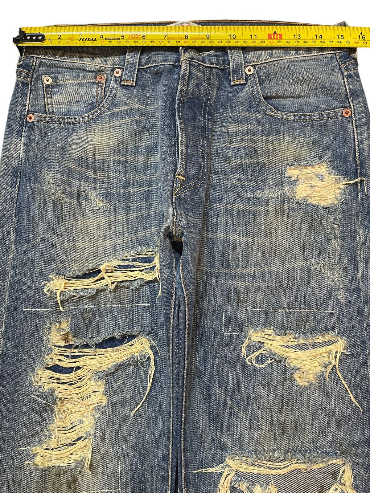 Levi's Vintage Levis 501 Mud Wash Distressed Destroyed Loose Jeans Size US 30 / EU 46 - 12 Thumbnail