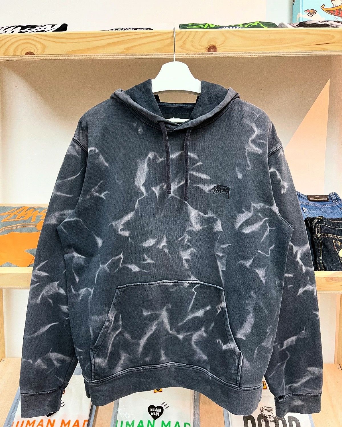STUSSY TIE DYE HOODIE (DISTRESS EFFECT)