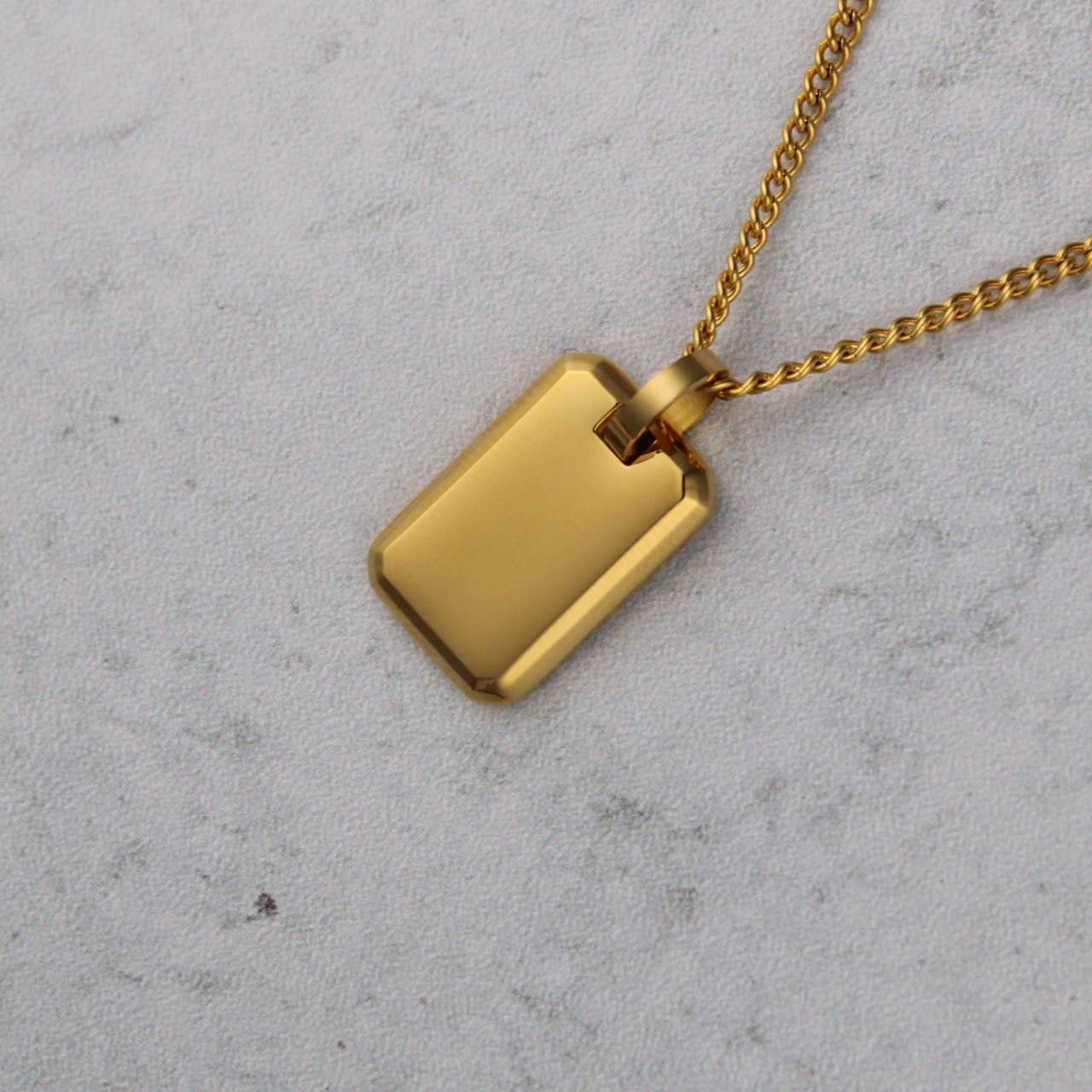 Jewelry Gold Tag Pendant Chain Necklace, Men's