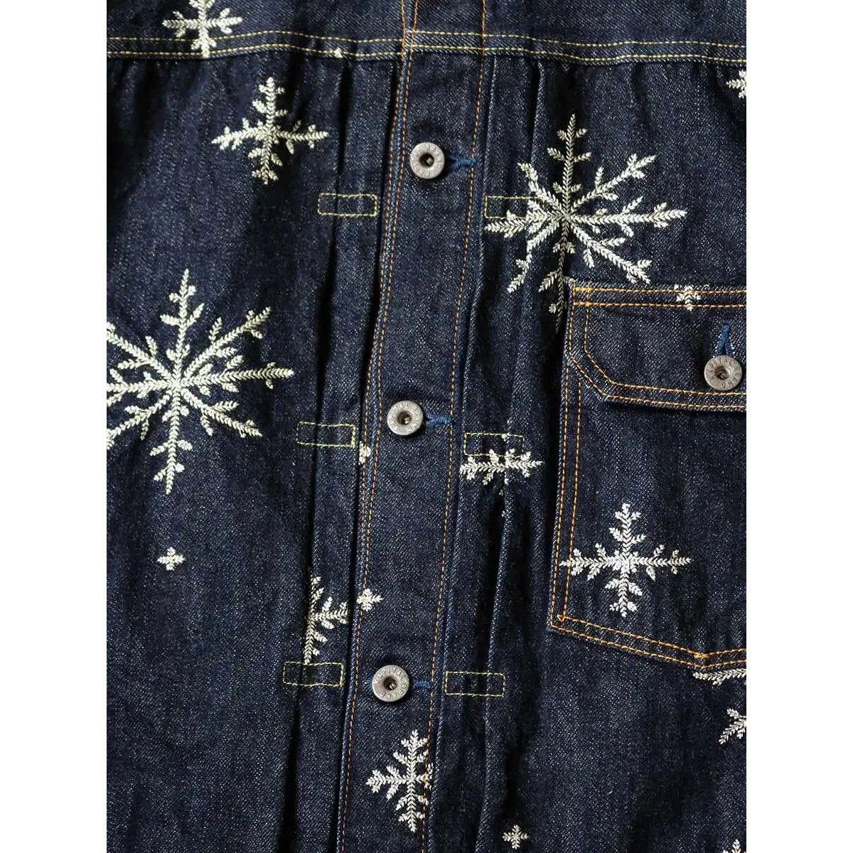 Kapital Kapital 14oz denim snow pattern embroidery 1ST JKT Jacket Size US XXL / EU 58 / 5 - 6 Thumbnail