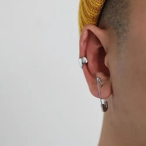 Jewelry x Vintage 925 Silver Vintage Paper Clip Earrings, Men's