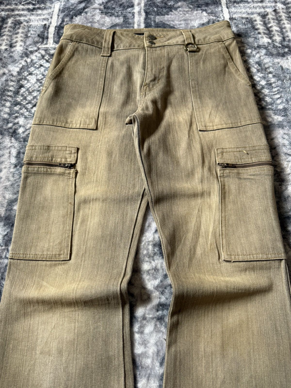 Japanese Brand Daily Topics Smokey Mud Gray Wash Flared Cargo Denim Pants Size US 28 / EU 44 - 3 Thumbnail