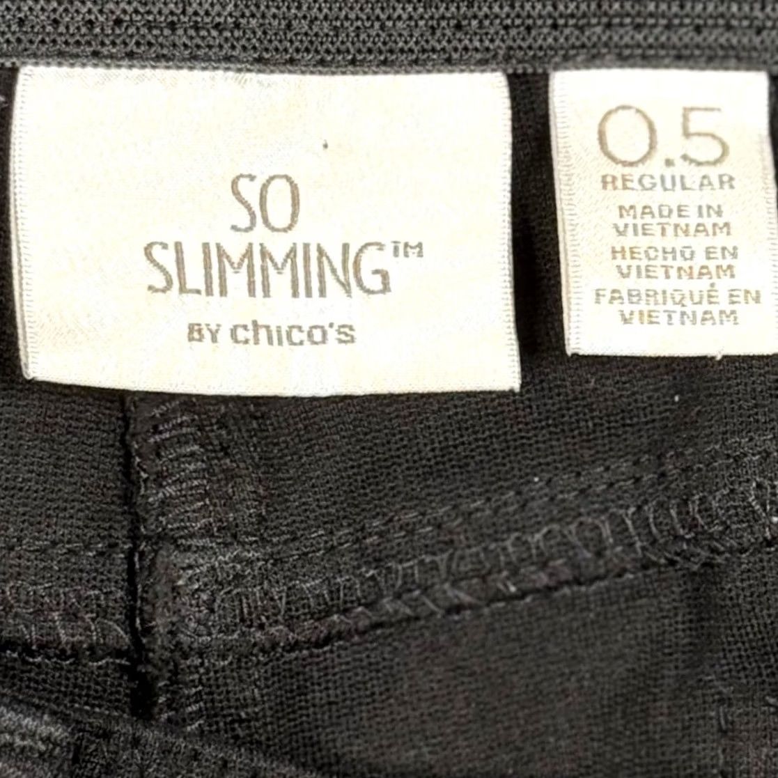 Vintage Chico's SO SLIMMING Black Pants Straight Leg 32x27 Regular Womens Mid Rise Tapered Pocket Stretch Easy Care 6 0.5 Size 28" / US 6 / IT 42 - 6 Thumbnail
