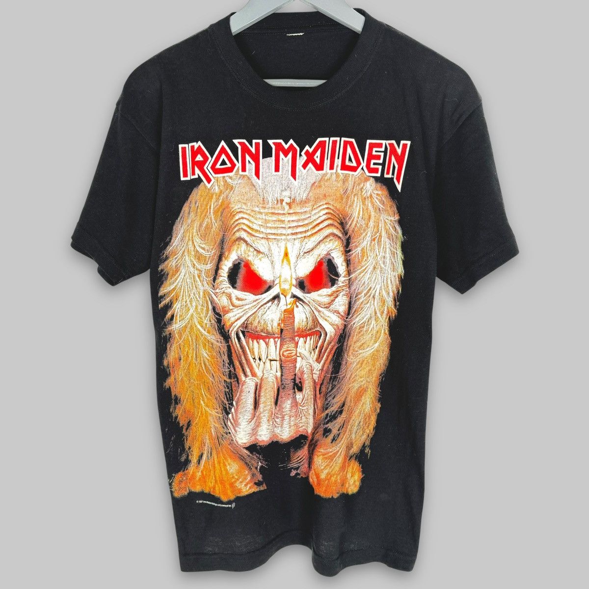 Band Tees Vintage 1997 Iron Maiden Candle Finger Euro Licensed T Shirt Size US L / EU 52-54 / 3 - 1 Thumbnail