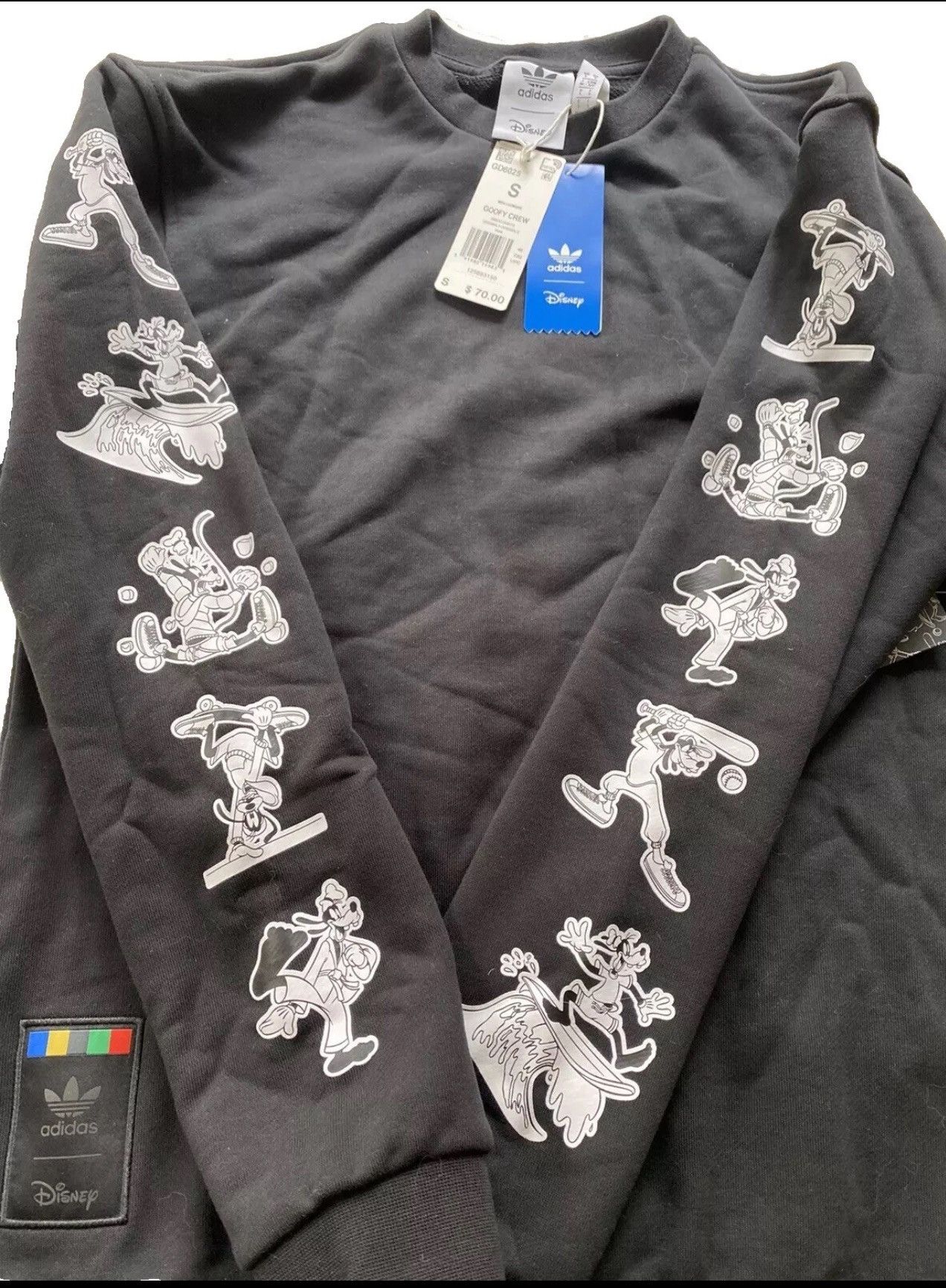Adidas × Disney Adidas x Disney Goofy Long Sleeve Black Sweatshirt SZ Small Size US S / EU 44-46 / 1 - 5 Thumbnail