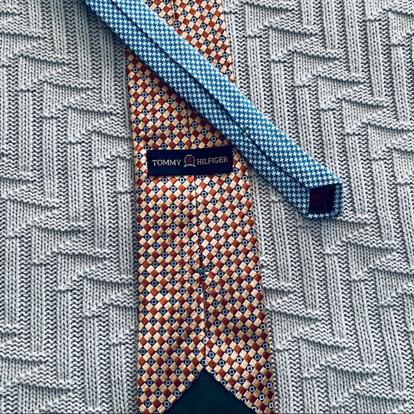 Tommy Hilfiger Tommy Hilfiger orange and gold diamond patterned tie Size ONE SIZE - 2 Thumbnail